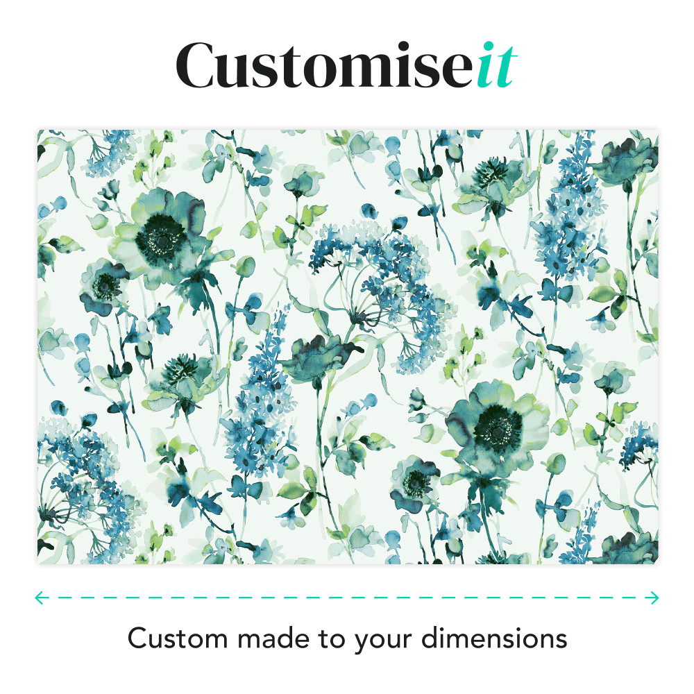 Watercolour Floral Blue and Green Bespoke Mural