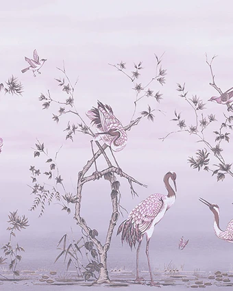 Grazing Cranes Dusk Bespoke Mural - 124784_TILE_01.jpg