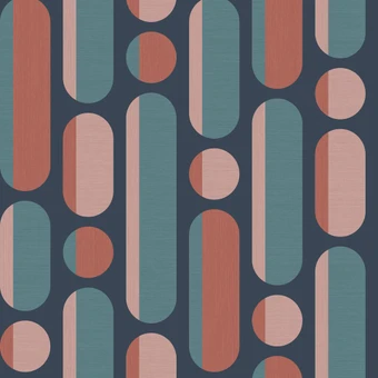 morse coral & navy wallpaper