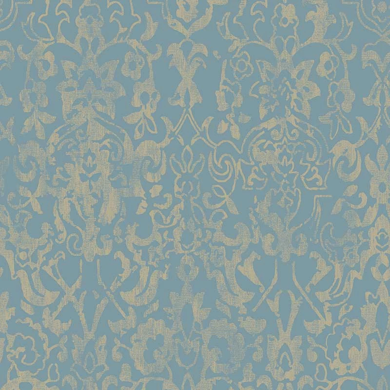 Majestic Damask Blue Wallpaper
