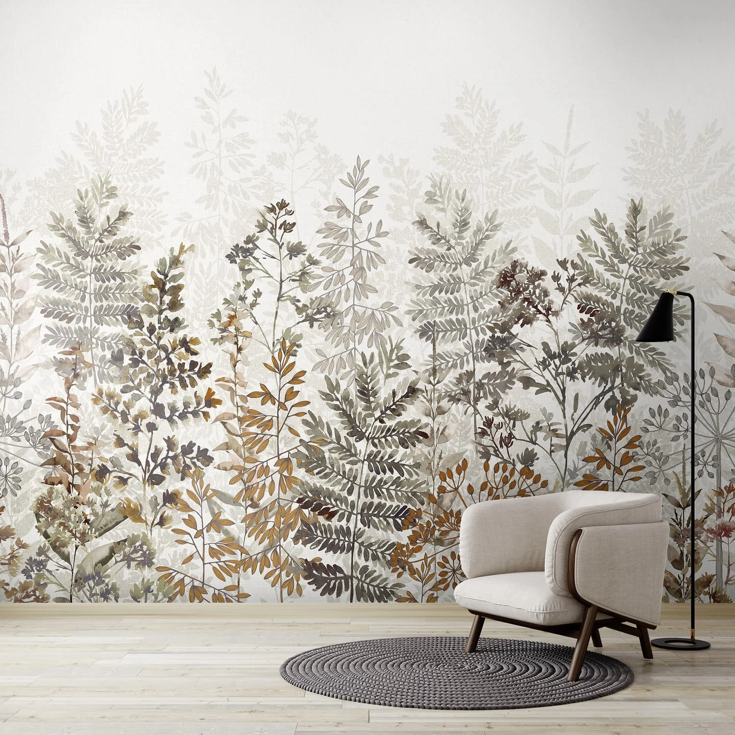 Leaf Silhouette Rust Bespoke Mural