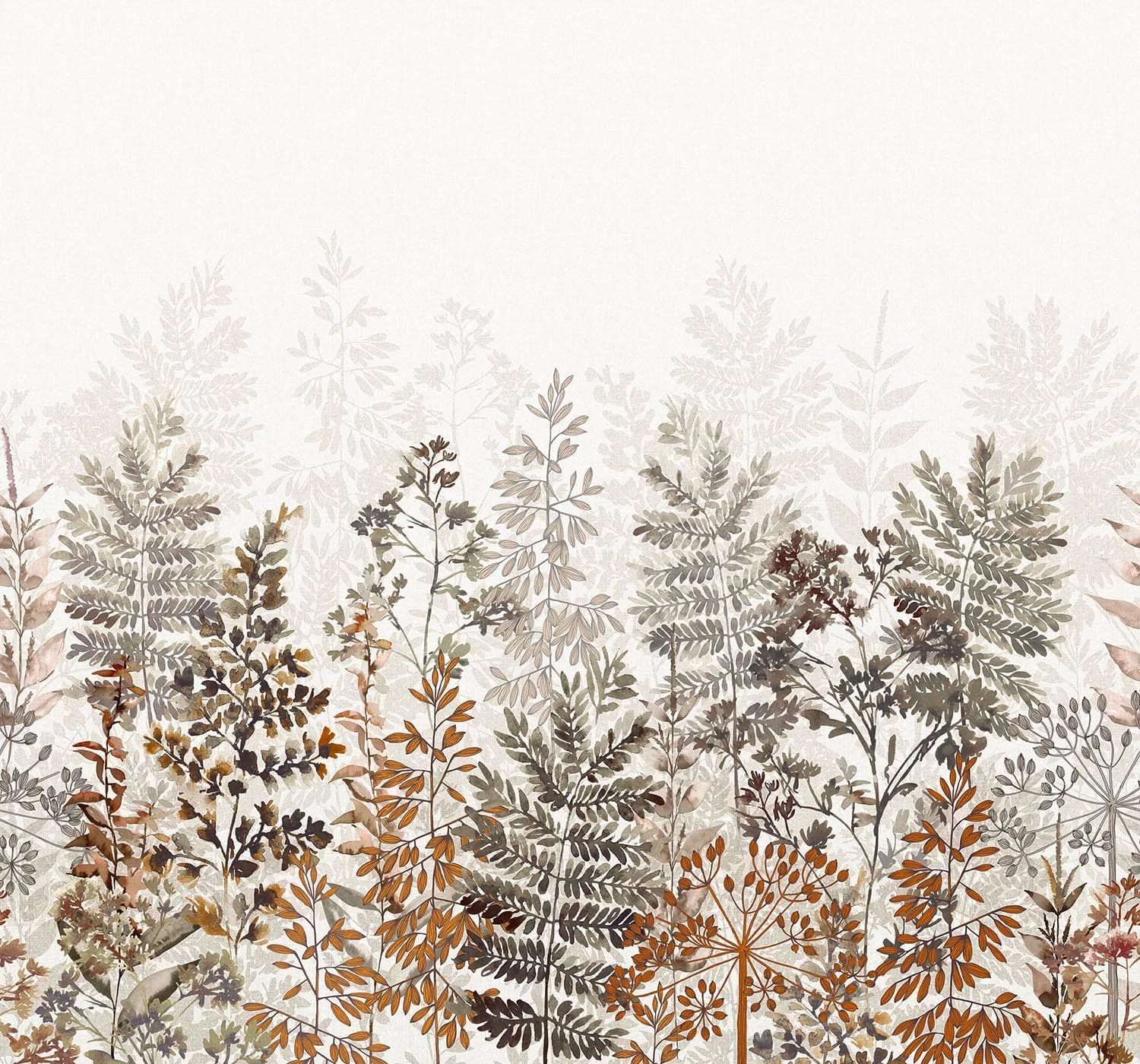 Leaf Silhouette Rust Bespoke Mural
