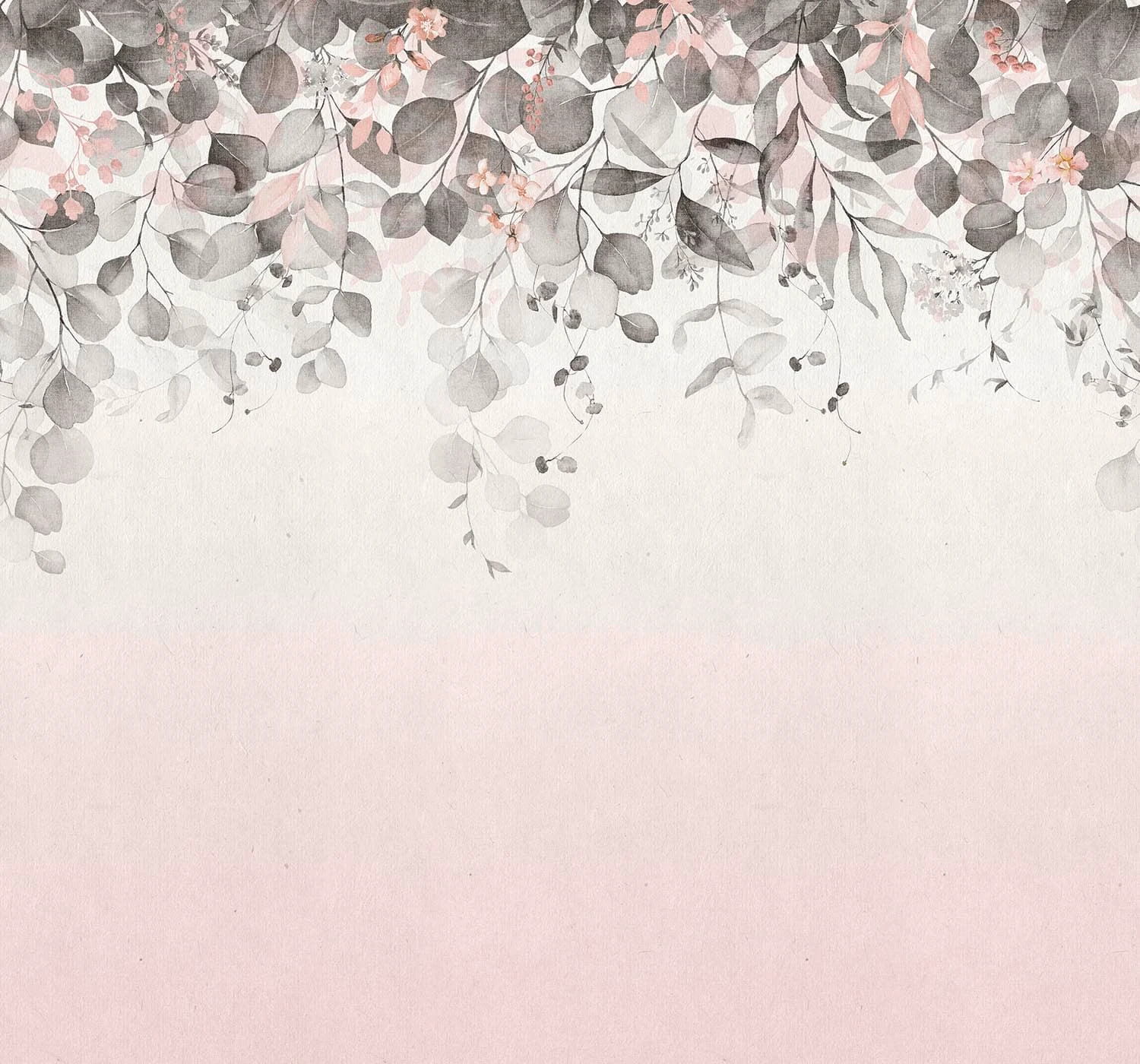 Botanical Cascade Pink Bespoke Mural