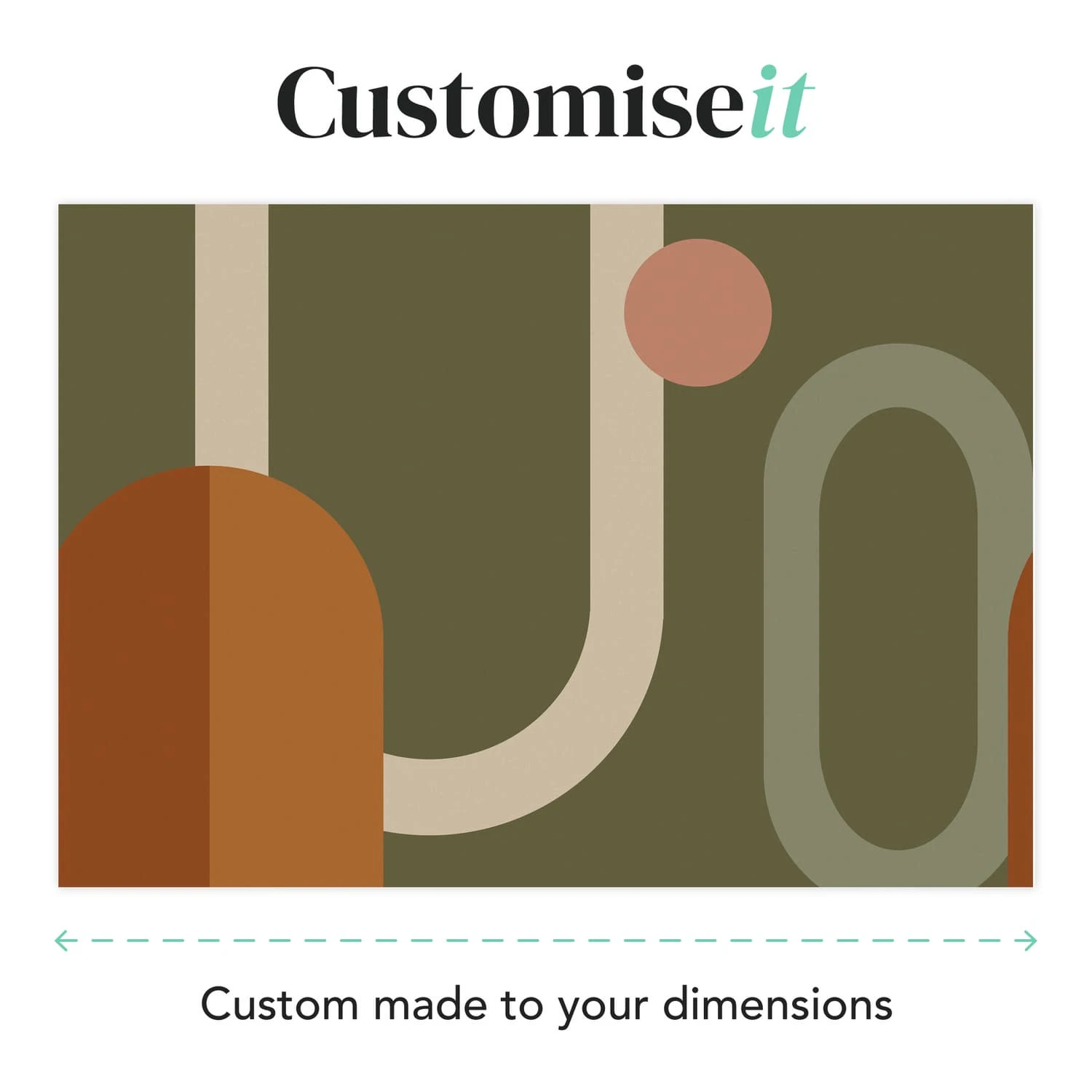 Oval Geo Pop Khaki Bespoke Mural