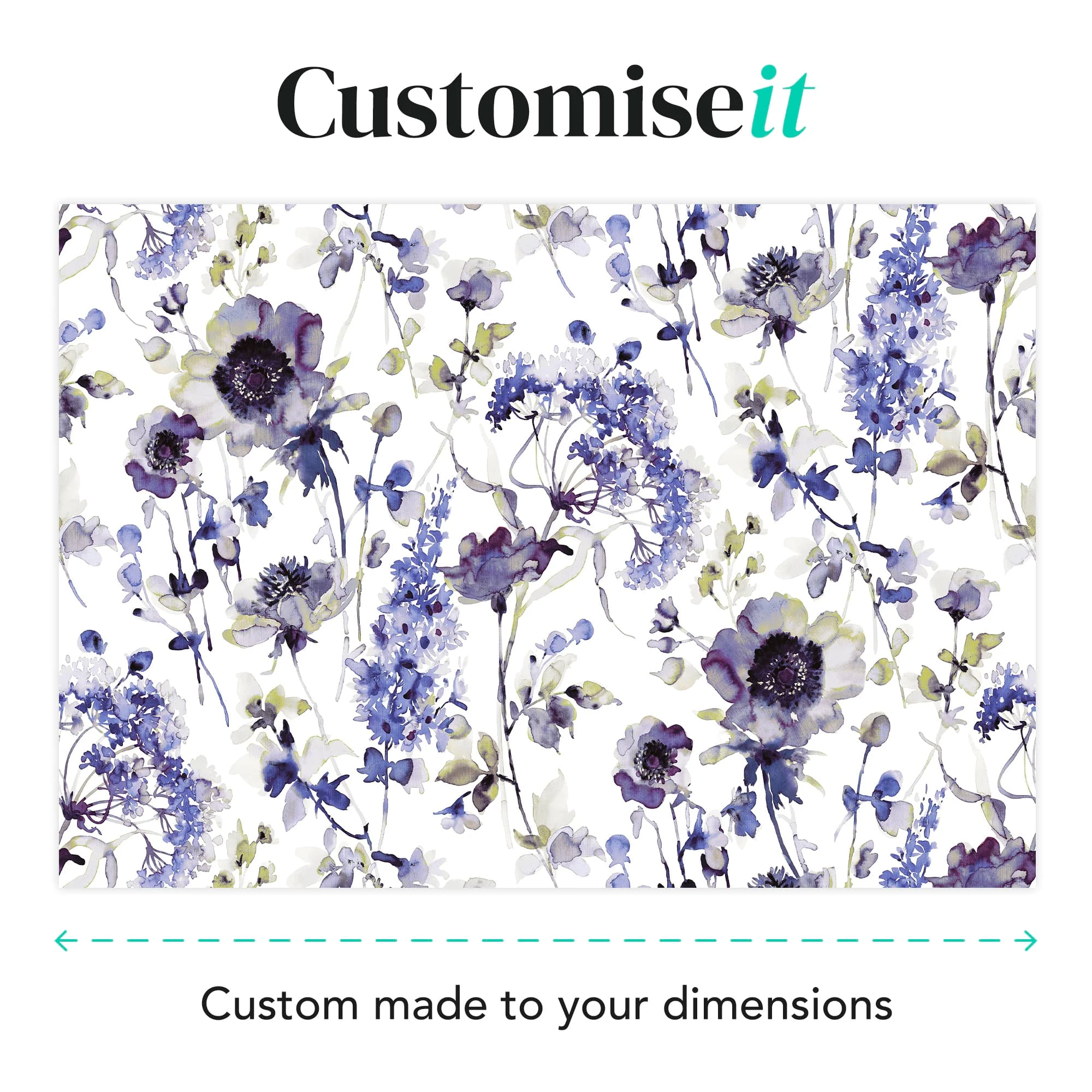 Watercolour Floral Pink and Blue Bespoke Mural