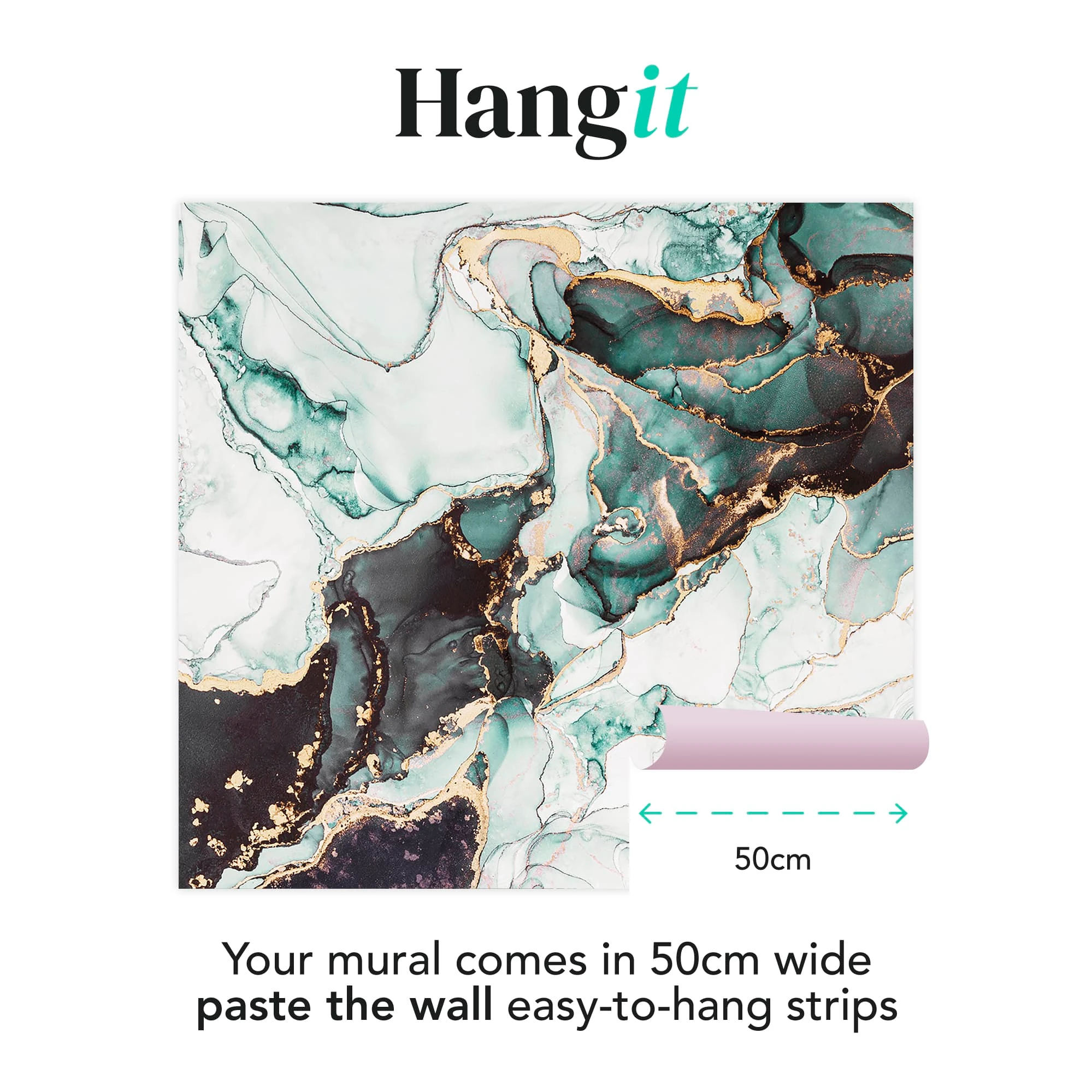 Agate Marble Teal and Gold Bespoke Mural