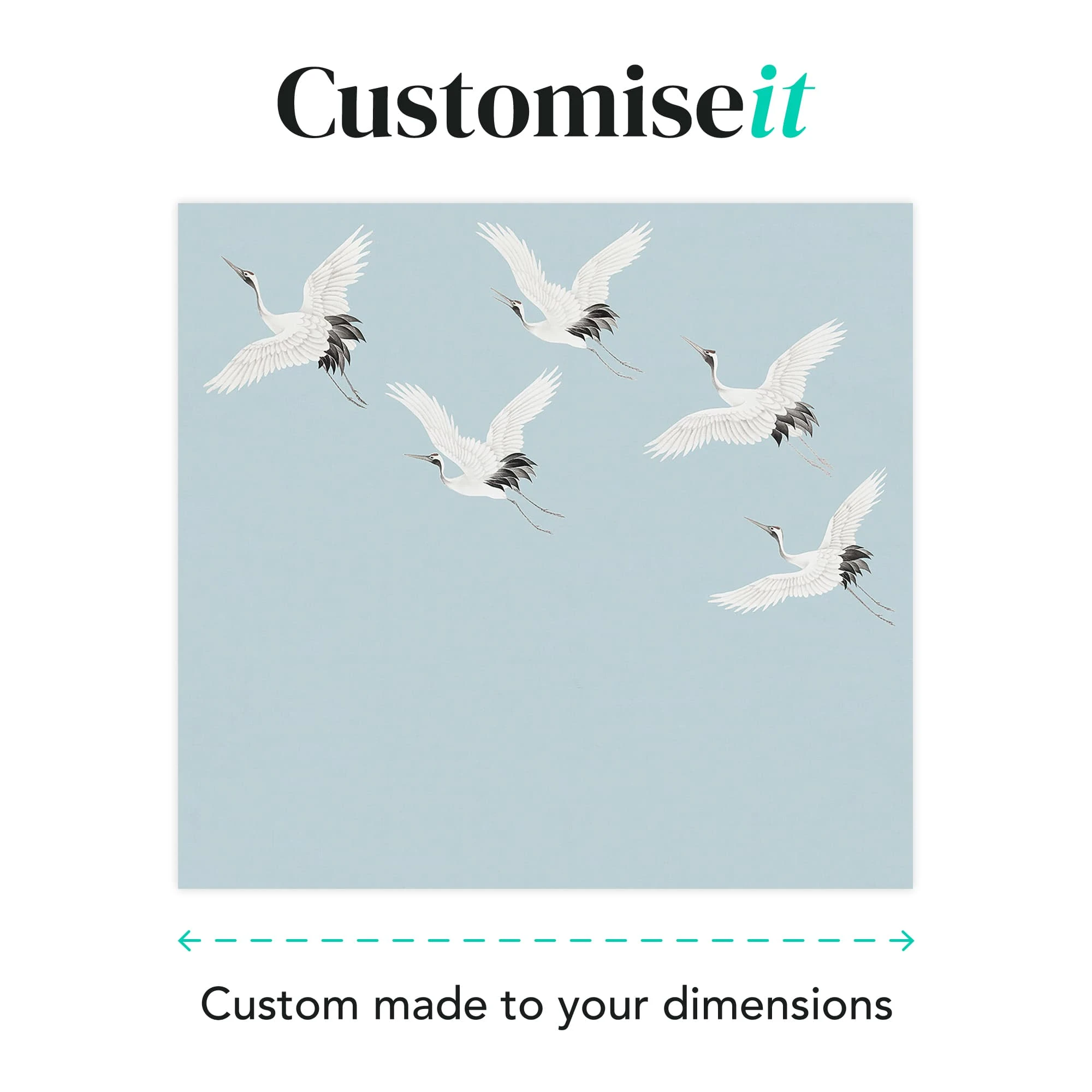 Cranes in Flight Blue Bespoke Mural