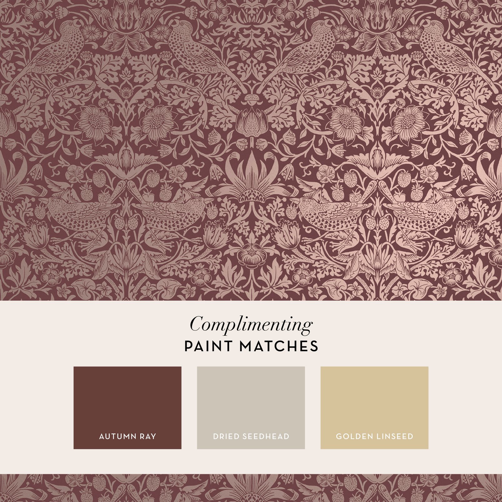 Strawberry Thief Fibrous Burgundy Wallpaper - 124235_FLATLAY_STRAWBERRY THIEF FIBROUS BURDUNDY_01.jpg