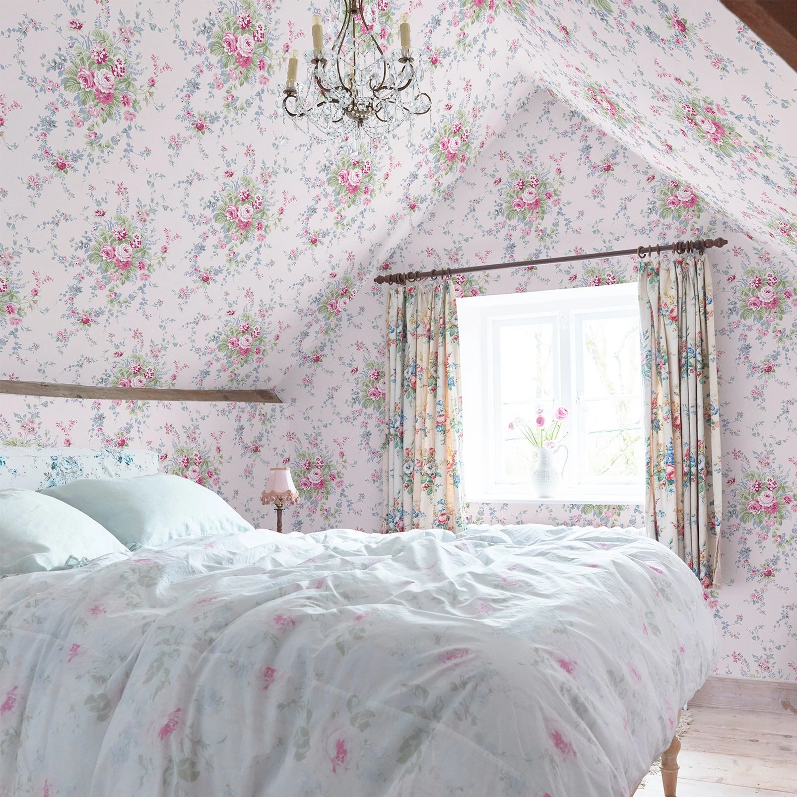 Garden Floral Pink Blue Wallpaper - 125127_ROOMSET_GARDEN FLORAL PINK BLUE_01.jpg