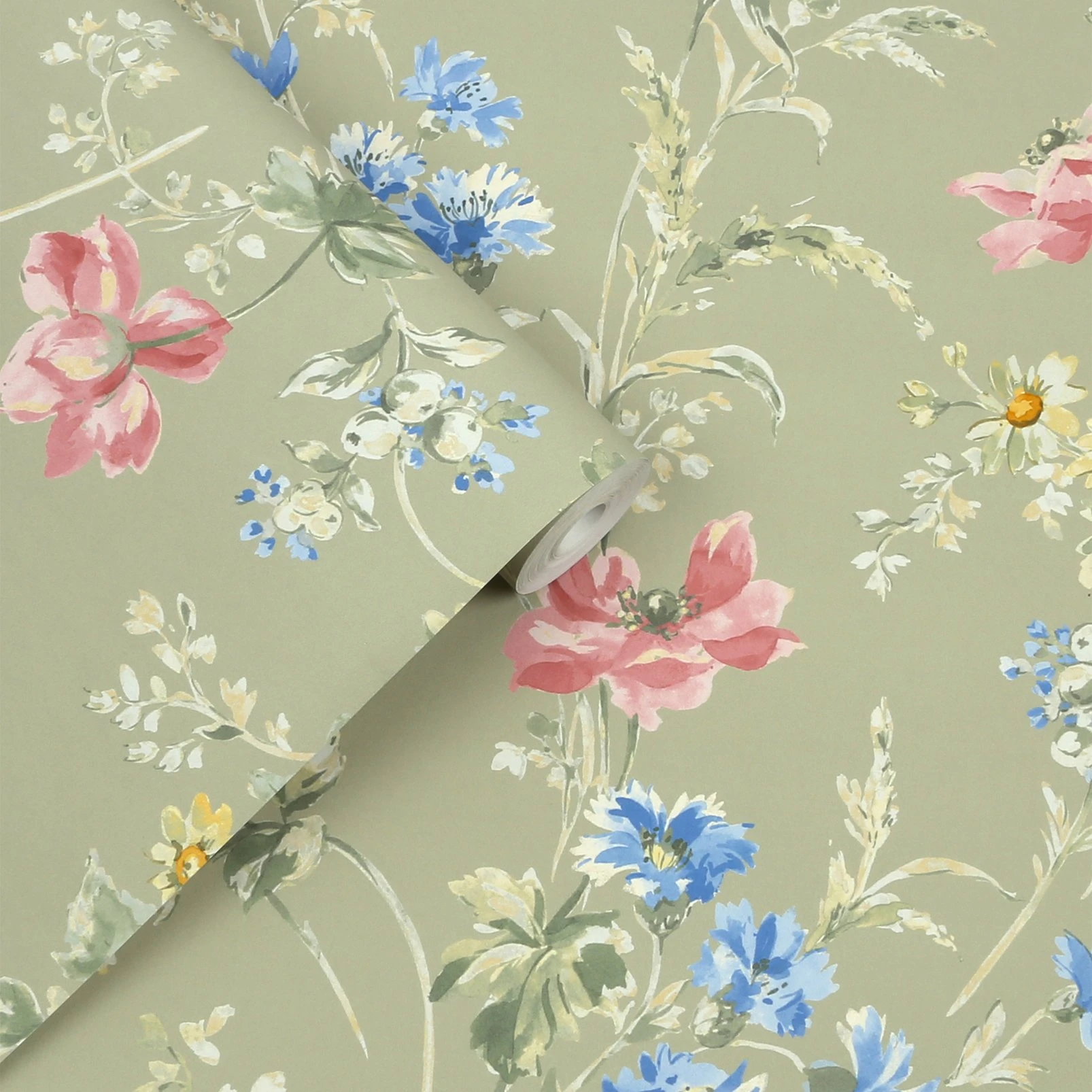Laura Ashley Poppy Meadow Sage Green Wallpaper - 127405_ROLLSHOT_POPPY MEADOW SAGE GREEN_01.jpg