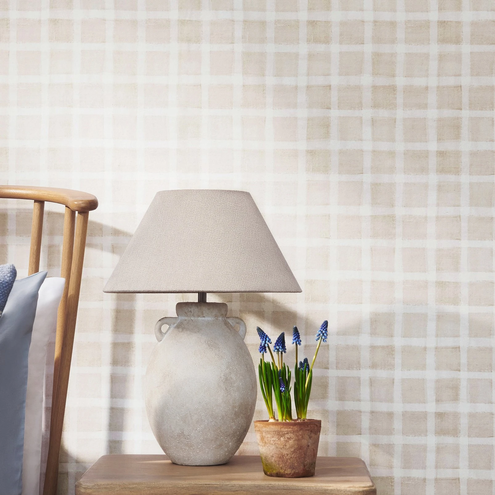 Next Gingham Natural Wallpaper - 124904_ROOMSET_GINGHAM NATURAL_02.jpg