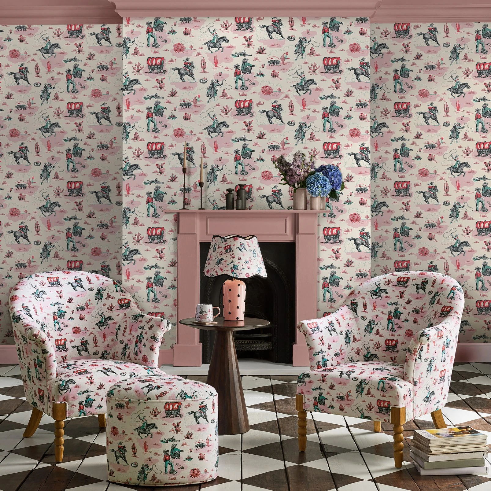 Cath Kidston Cowgirls Pink Wallpaper - 125534_ROOMSET_COWGIRLS PINK_01.jpg