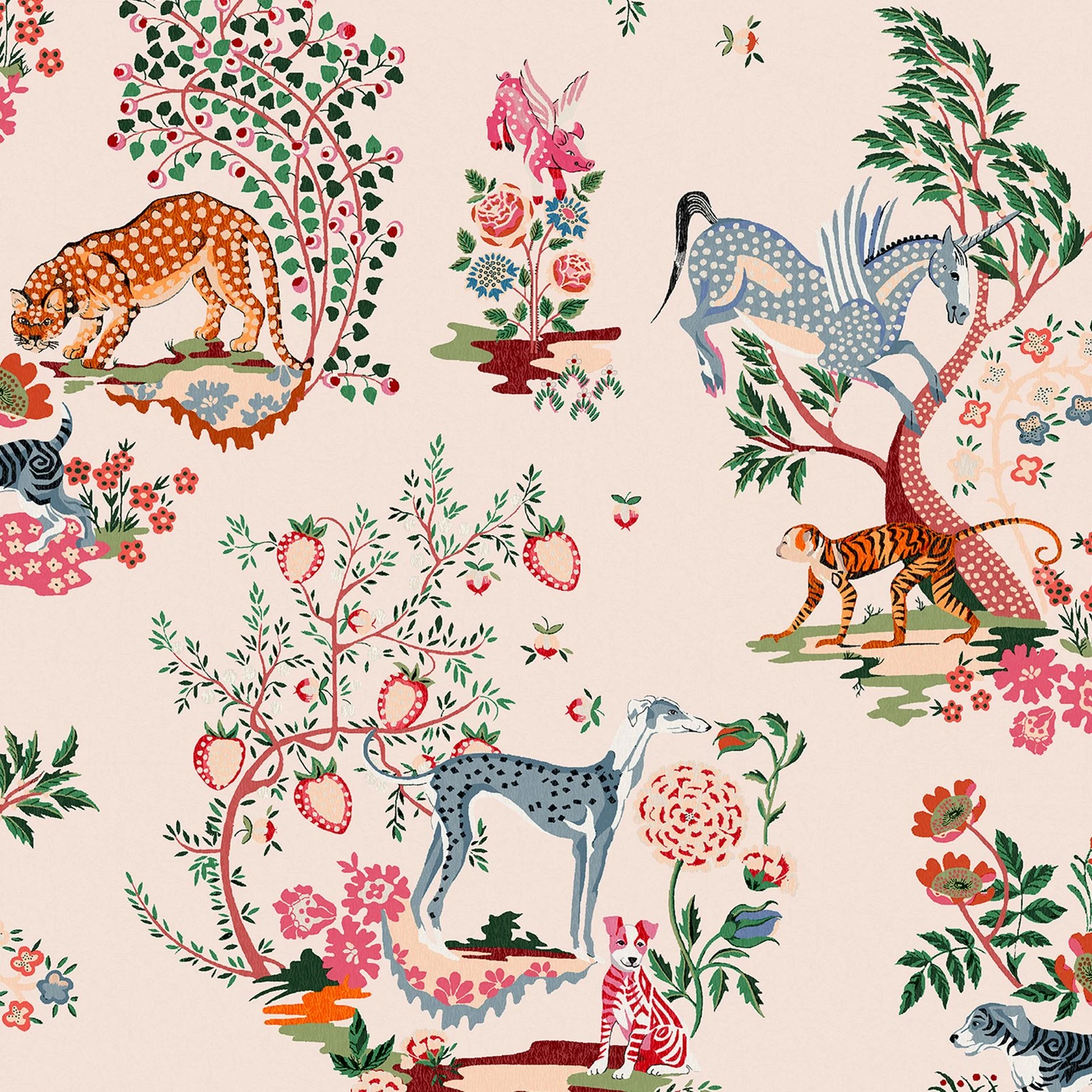 Cath Kidston Painted Kingdom Pink Wallpaper - 125528_TILE_PAINTED KINGDOM PINK_01.jpg