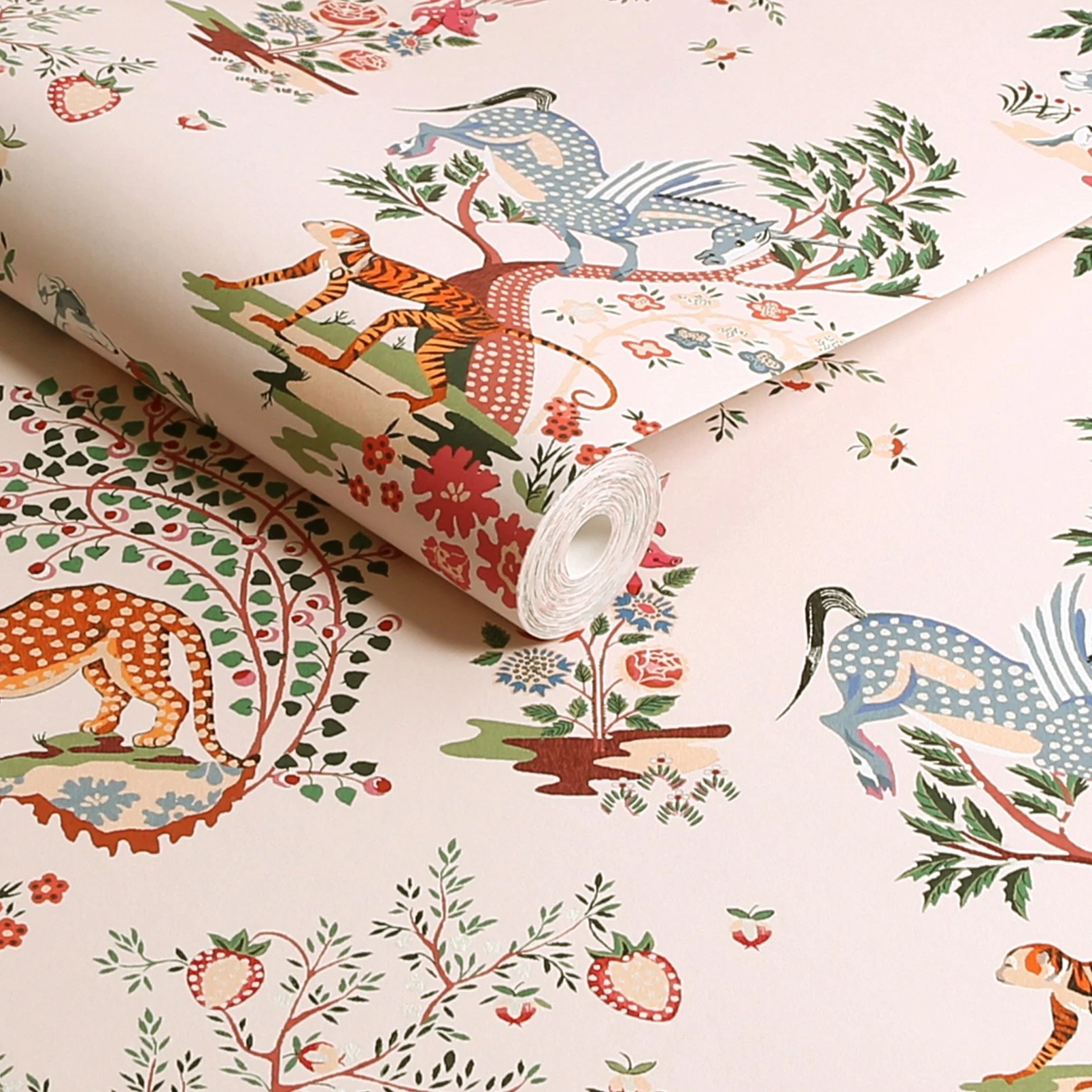 Cath Kidston Painted Kingdom Pink Wallpaper - 125528_ROLLSHOT_PAINTED KINGDOM PINK_01.jpg