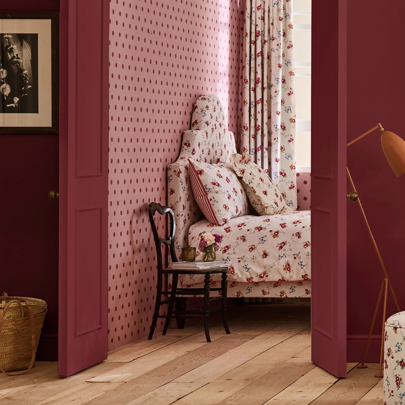 Cath Kidston Button Spot Pink & Red Wallpaper - 125521_ROOMSET_BUTTON SPOT PINK & RED_01.jpg