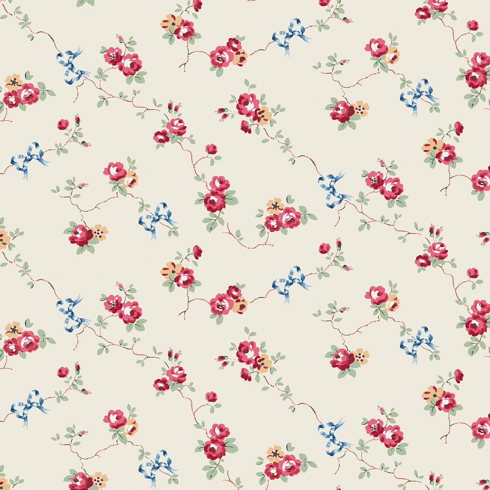 Cath Kidston Rose & Bows Cream Wallpaper - 125511_TILE_ROWS & BOWS CREAM_01.jpg