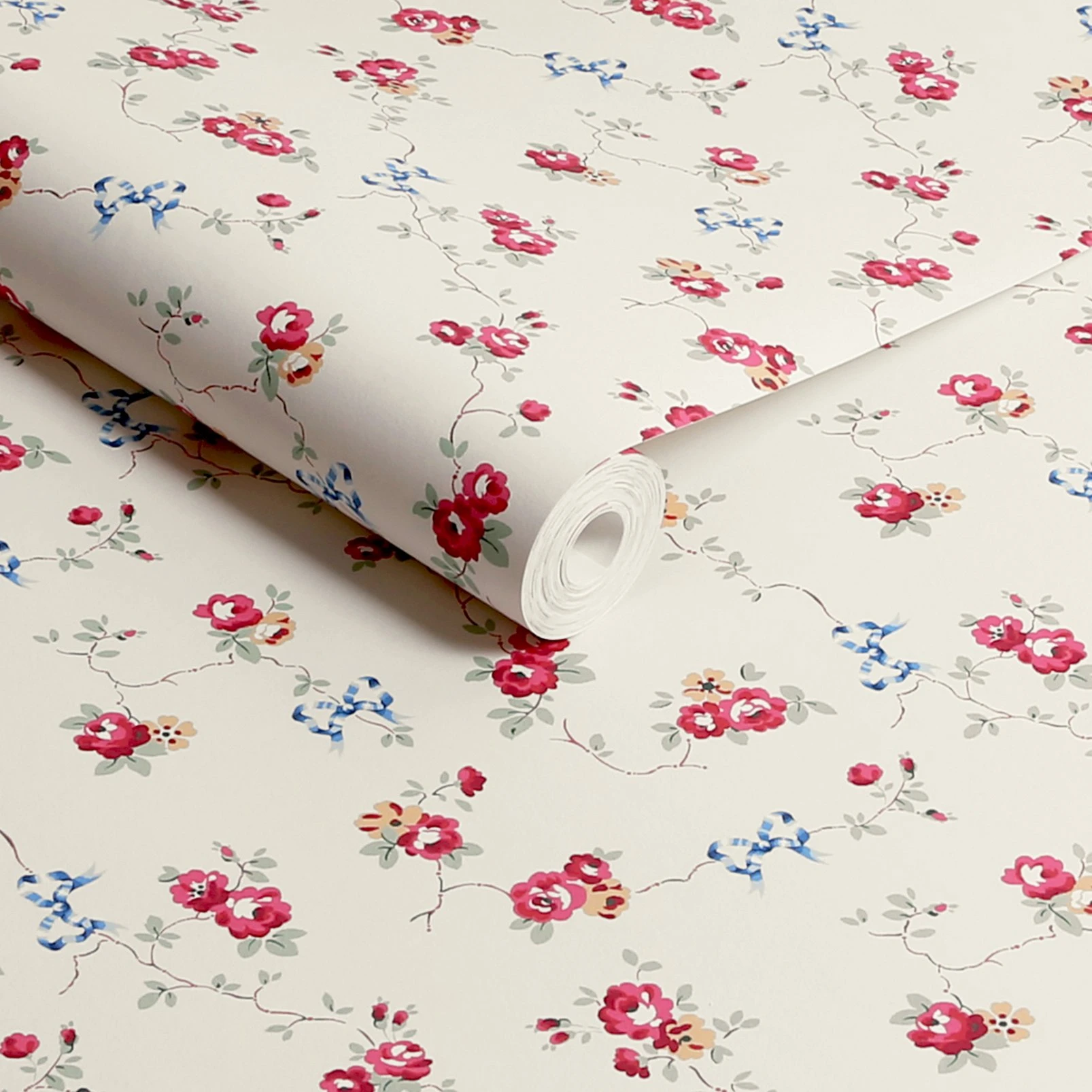 Cath Kidston Rose & Bows Cream Wallpaper - 125511_ROLLSHOT_ROWS & BOWS CREAM_01.jpg