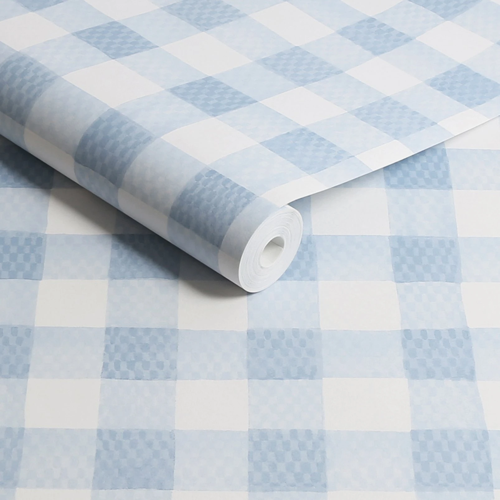 Cath Kidston Painted Gingham Blue Wallpaper - 125514_ROLLSHOT_PAINTED GINGHAM BLUE_01.jpg