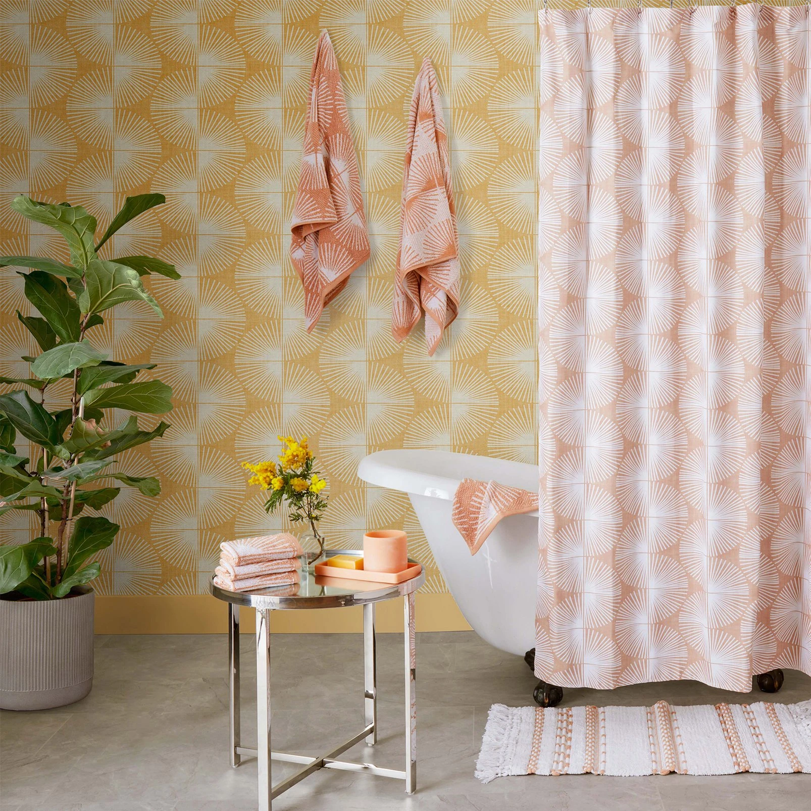 Nicole Miller Kendall Geo Peel & Stick Turmeric Wallpaper - 127432_ROOMSET_KENDALL GEO TURMERIC_01.jpg