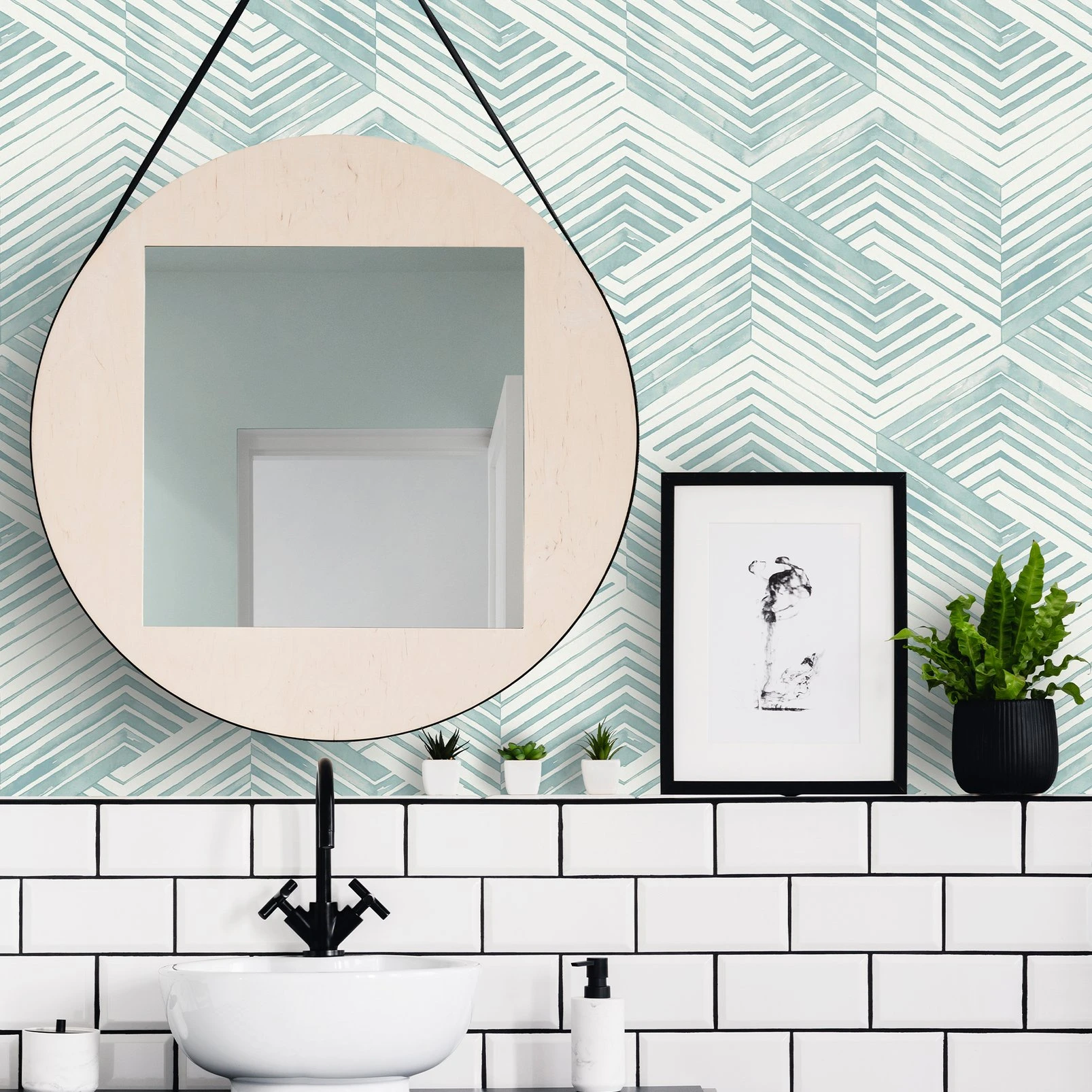 Nicole Miller Geo Movement Peel & Stick Chambray Wallpaper - 127447_ROOMSET_GEO MOVEMENT CHAMBRAY_01.jpg