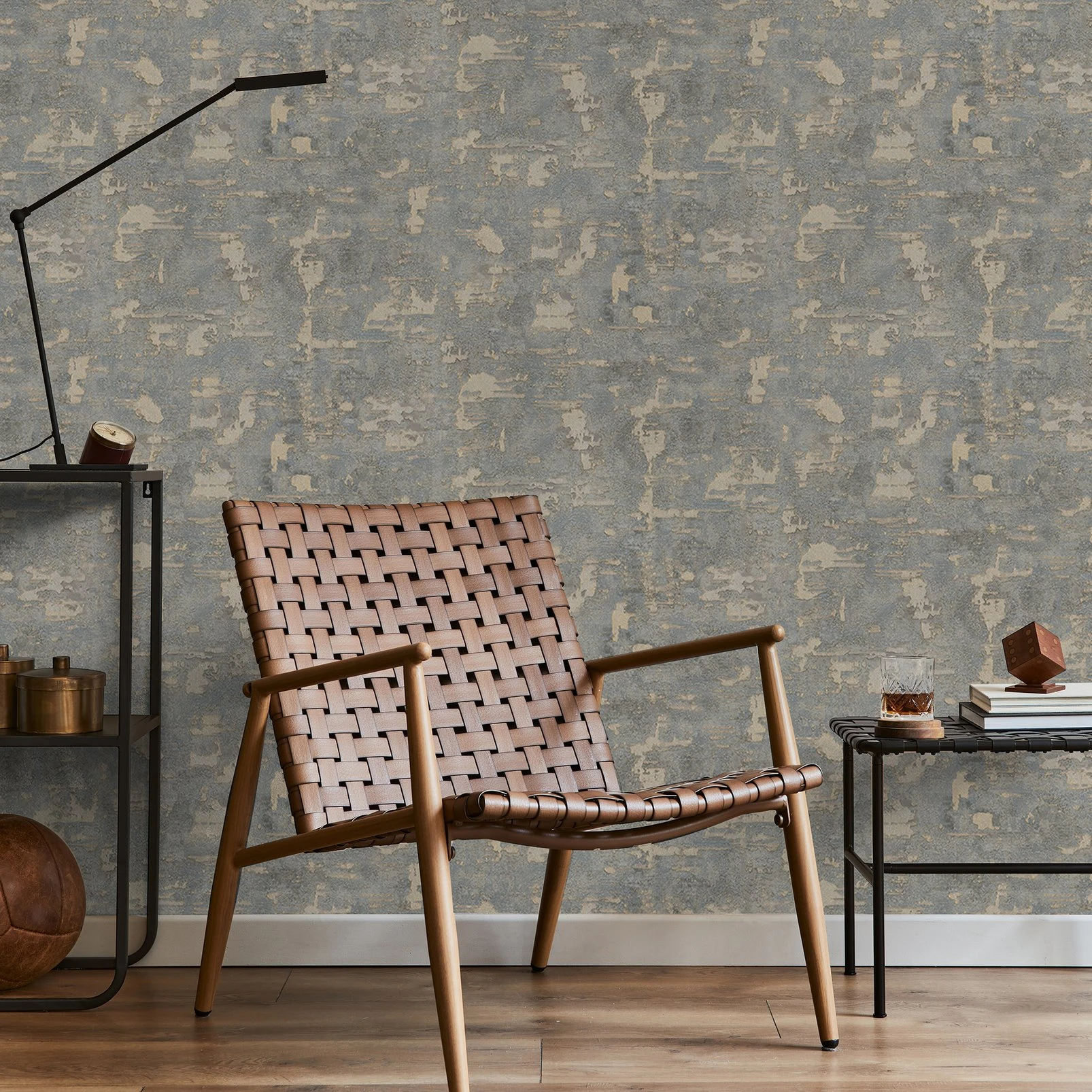 Ornamental Texture Steel & Gold Wallpaper - 128799_ROOMSET_ORNAMENTAL TEXTURE STEEL GOLD_01.jpg