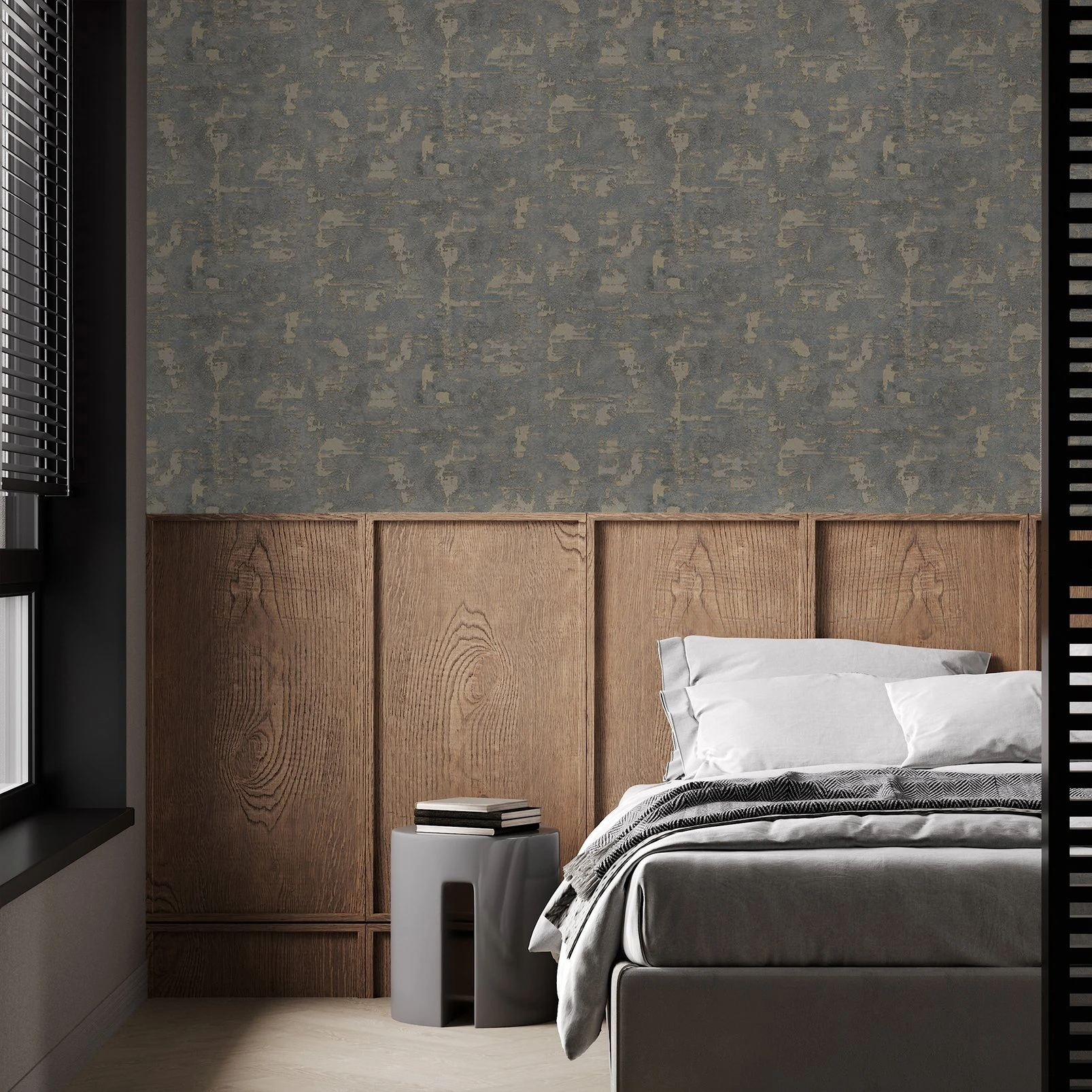 Ornamental Texture Steel & Gold Wallpaper - 128799_ROOMSET_ORNAMENTAL TEXTURE STEEL GOLD_02.jpg