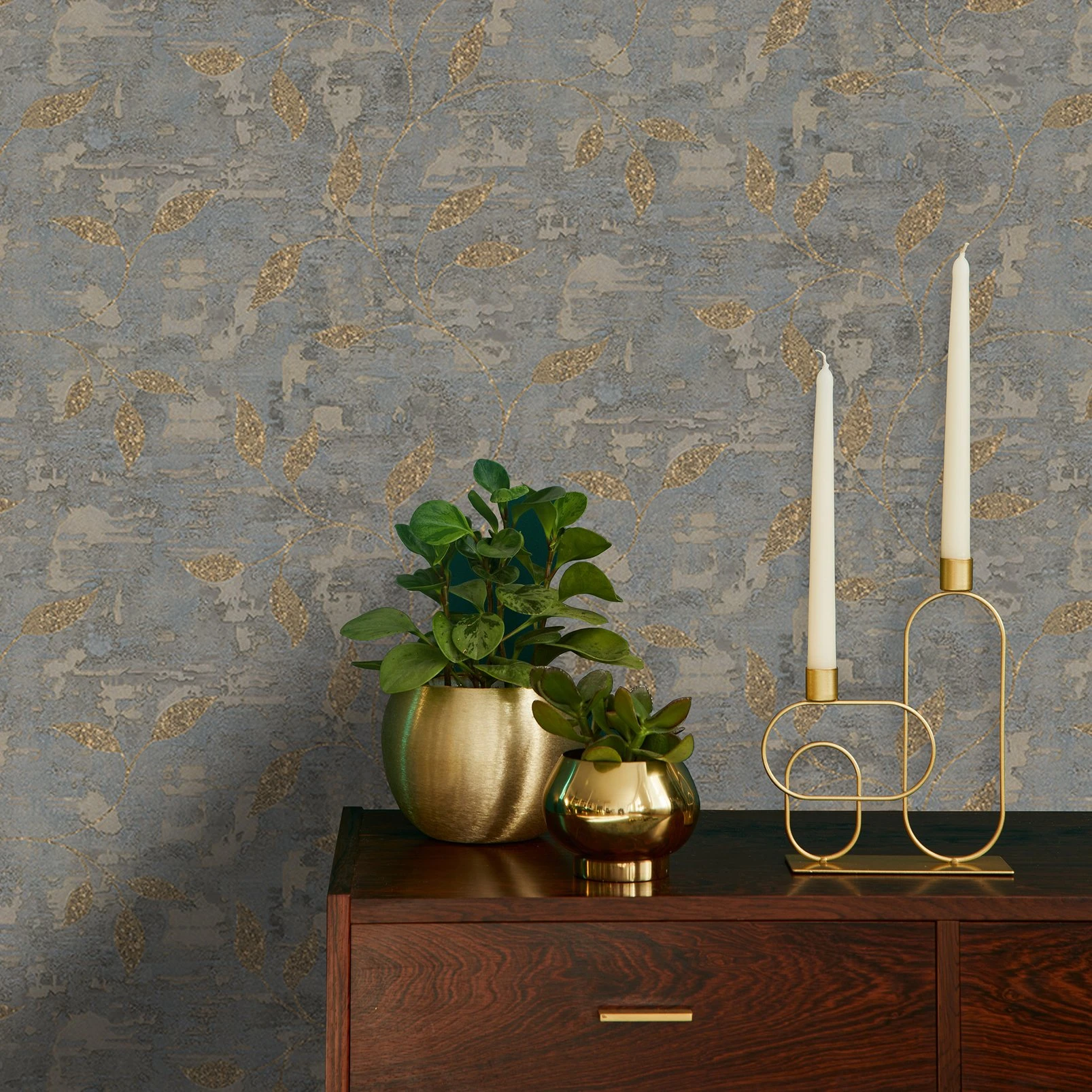 Ornamental Leaf Steel & Gold Wallpaper - 128796_ROOMSET_ORNAMENTAL LEAF STEEL GOLD_01.jpg