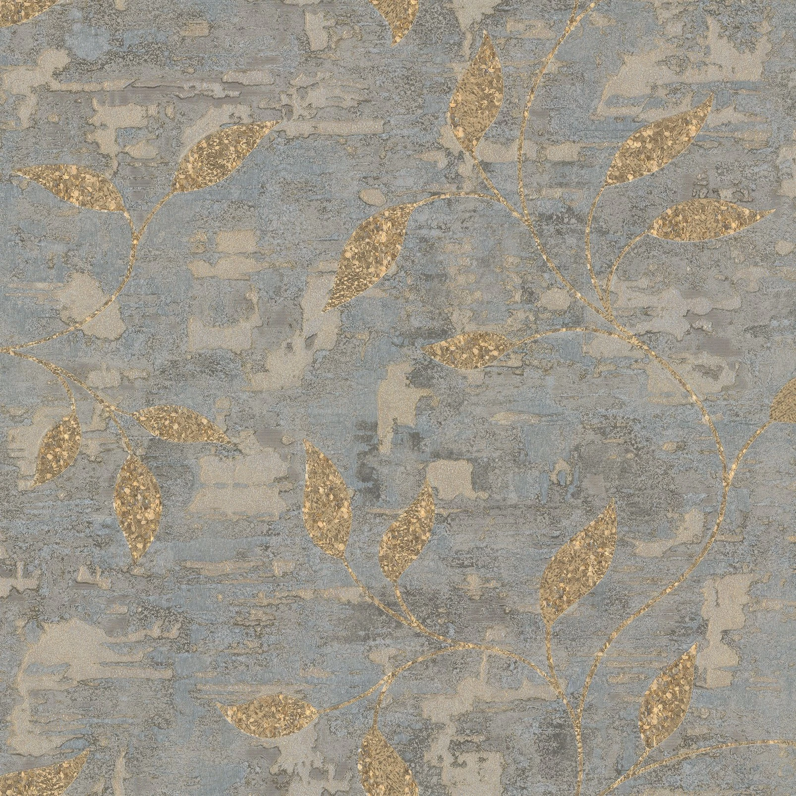 Ornamental Leaf Steel & Gold Wallpaper - 128796_TILE_ORNAMENTAL LEAF STEEL GOLD_01.jpg