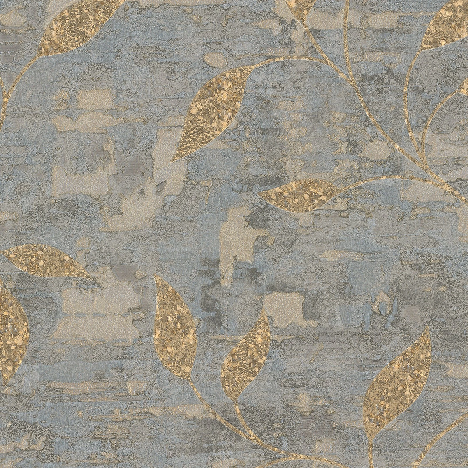 Ornamental Leaf Steel & Gold Wallpaper - 128796_DETAIL_ORNAMENTAL LEAF STEEL GOLD_01.jpg