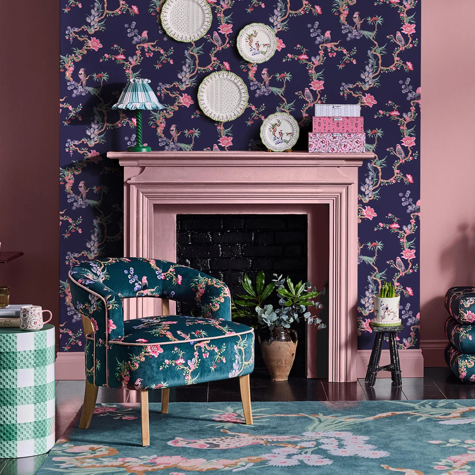 Cath Kidston Birds & Berries Navy Wallpaper - 131427_ROOMSET_BIRDS AND BERRIES NAVY_01.jpg