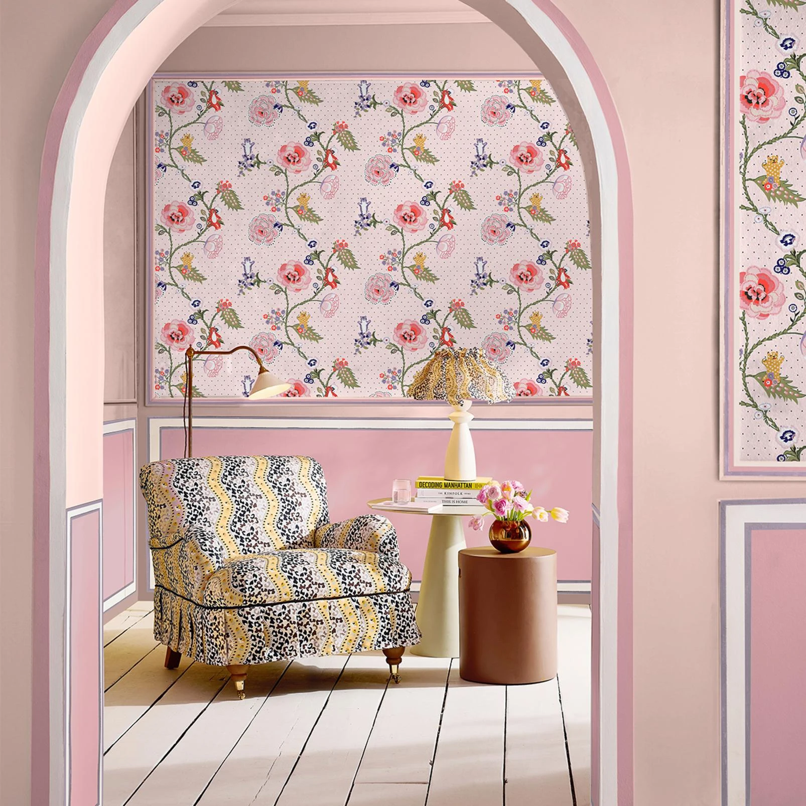 Cath Kidston Catnip Pink Wallpaper - 131432_ROOMSET_CATNIP PINK_01.jpg