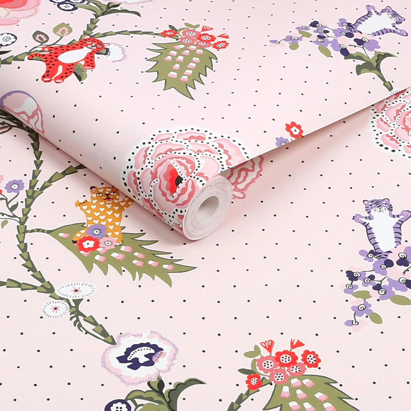 Cath Kidston Catnip Pink Wallpaper - 131432_ROLLSHOT_CATNIP PINK_01.jpg