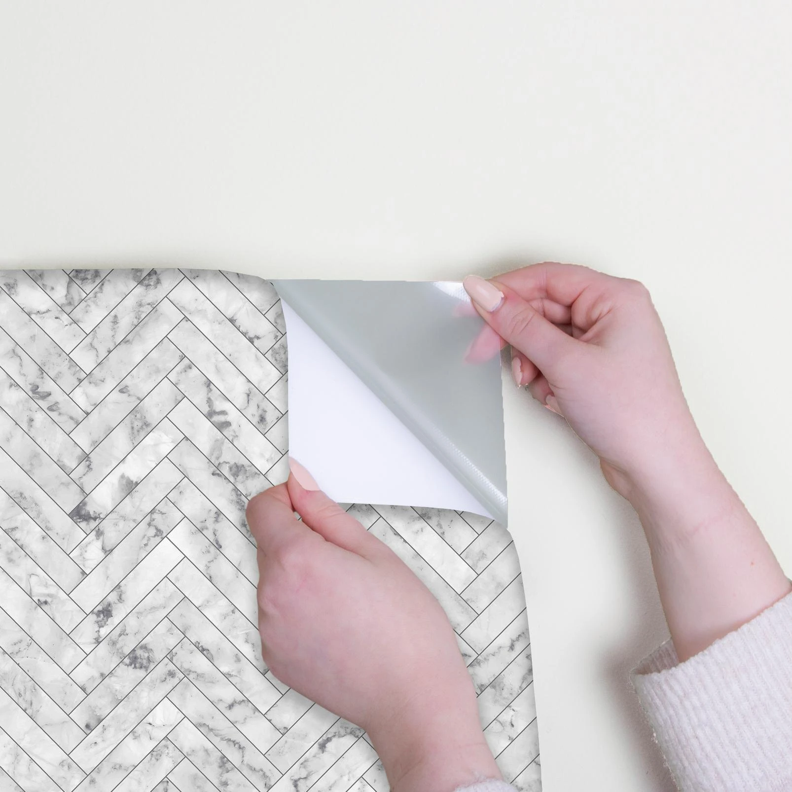 Transform Marble Chevron White Peel and Stick Wallpaper - 121732_DETAIL_01.jpg