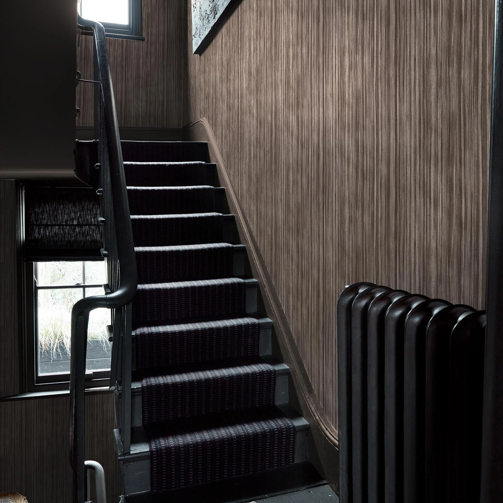Abigail Ahern Linear Luxe Deep Greige Wallpaper - 140097_ROOMSET_LINEAR LUXE DEEP GREIGE SHEEN_01.jpg