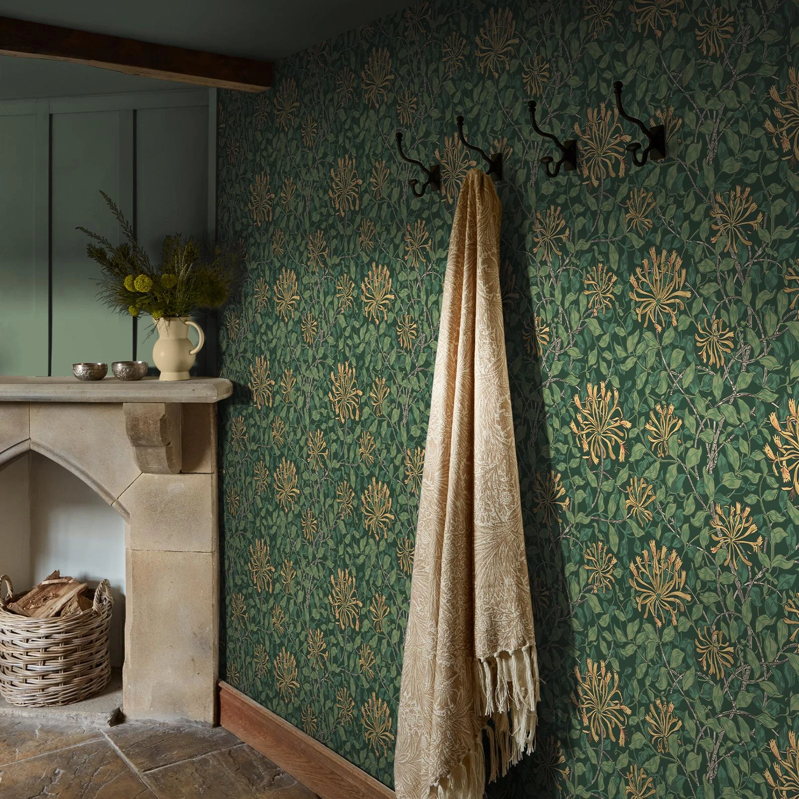 Honeysuckle Verde Wallpaper - 140487_ROOMSET_HONEYSUCKLE VERDE_01.jpg