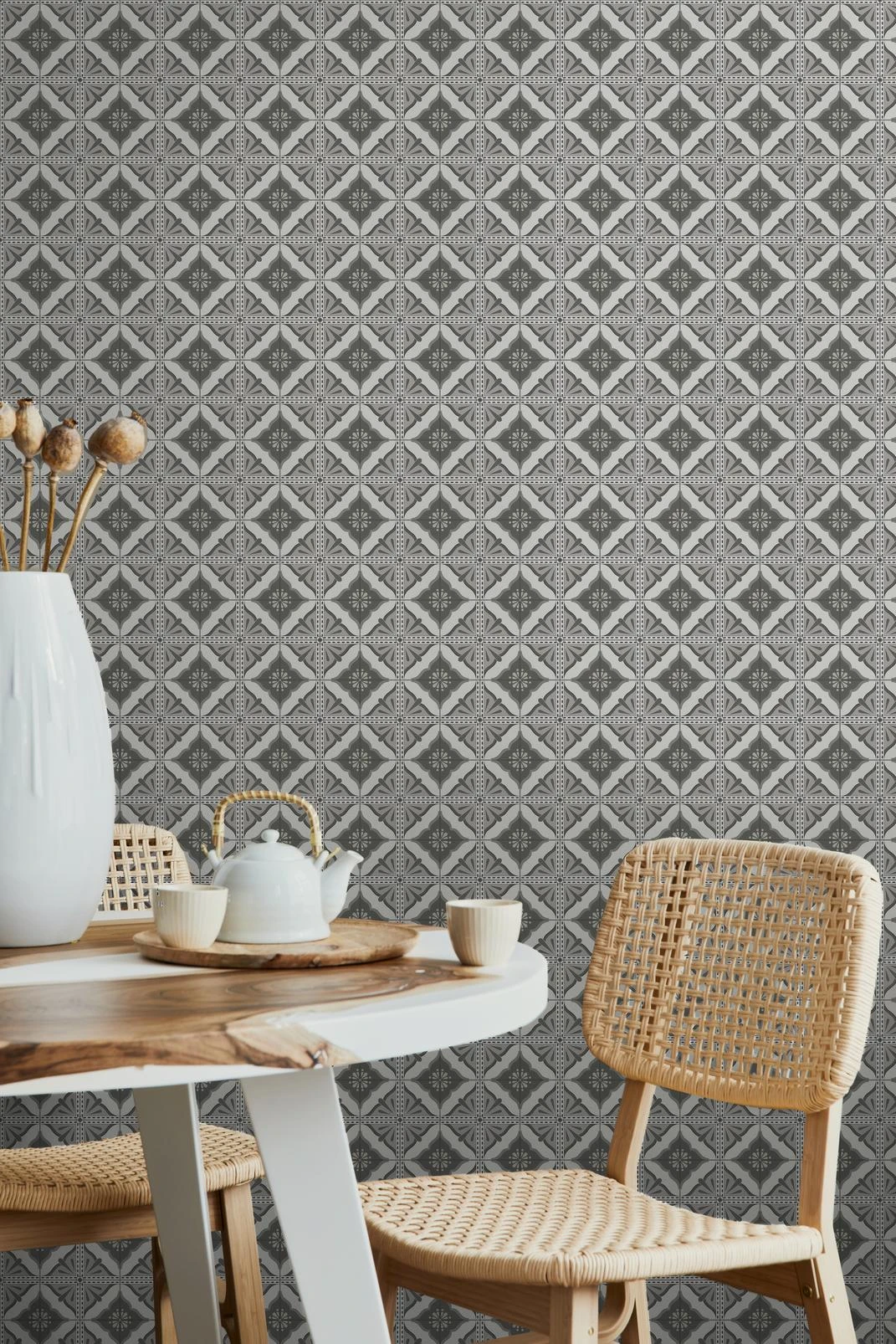 Transform Large Tile Mono Peel and Stick Wallpaper - 129663_ROOMSET_Large Tile Mono _01.jpg