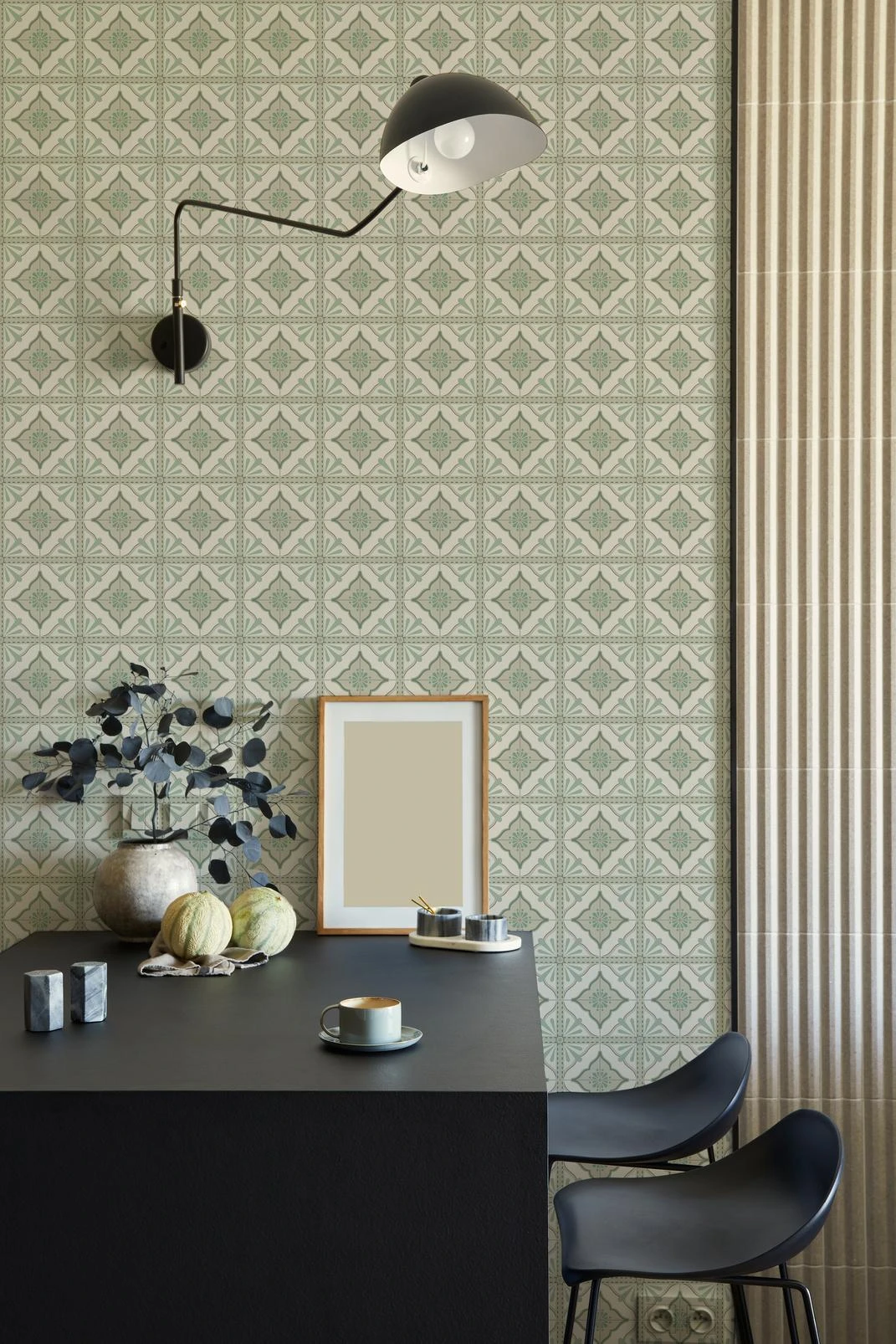 Transform Large Tile Green Peel and Stick Wallpaper - 129669_ROOMSET_Large Tile Green _02.jpg