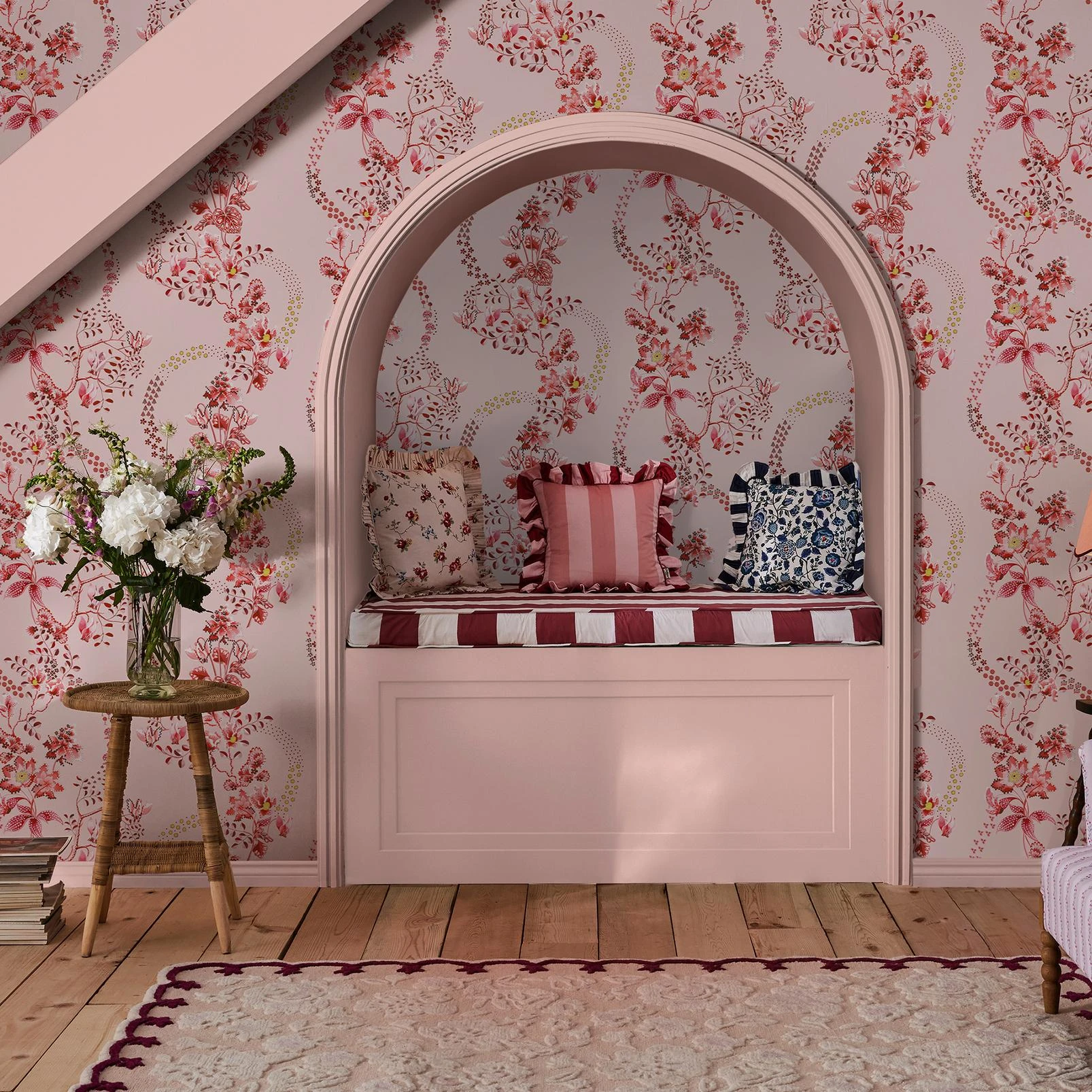 Cath Kidston Road Floral Pink & Red Wallpaper - 142045_ROOMSET_ROAD FLORAL PINK & RED_01.jpg