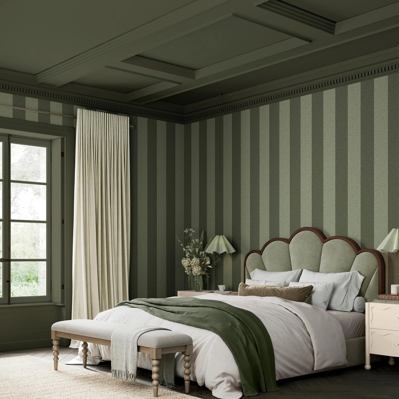 Regent Stripe Forest Wallpaper - 142526_ROOMSET_REGENT STRIPE FOREST_01.jpg