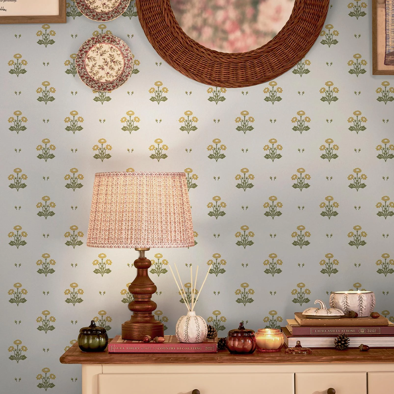 Laura Ashley Harthill Daisy Ochre Yellow Wallpaper - 143335_ROOMSET_HARTHILL DAISY OCHRE YELLOW_01.jpg