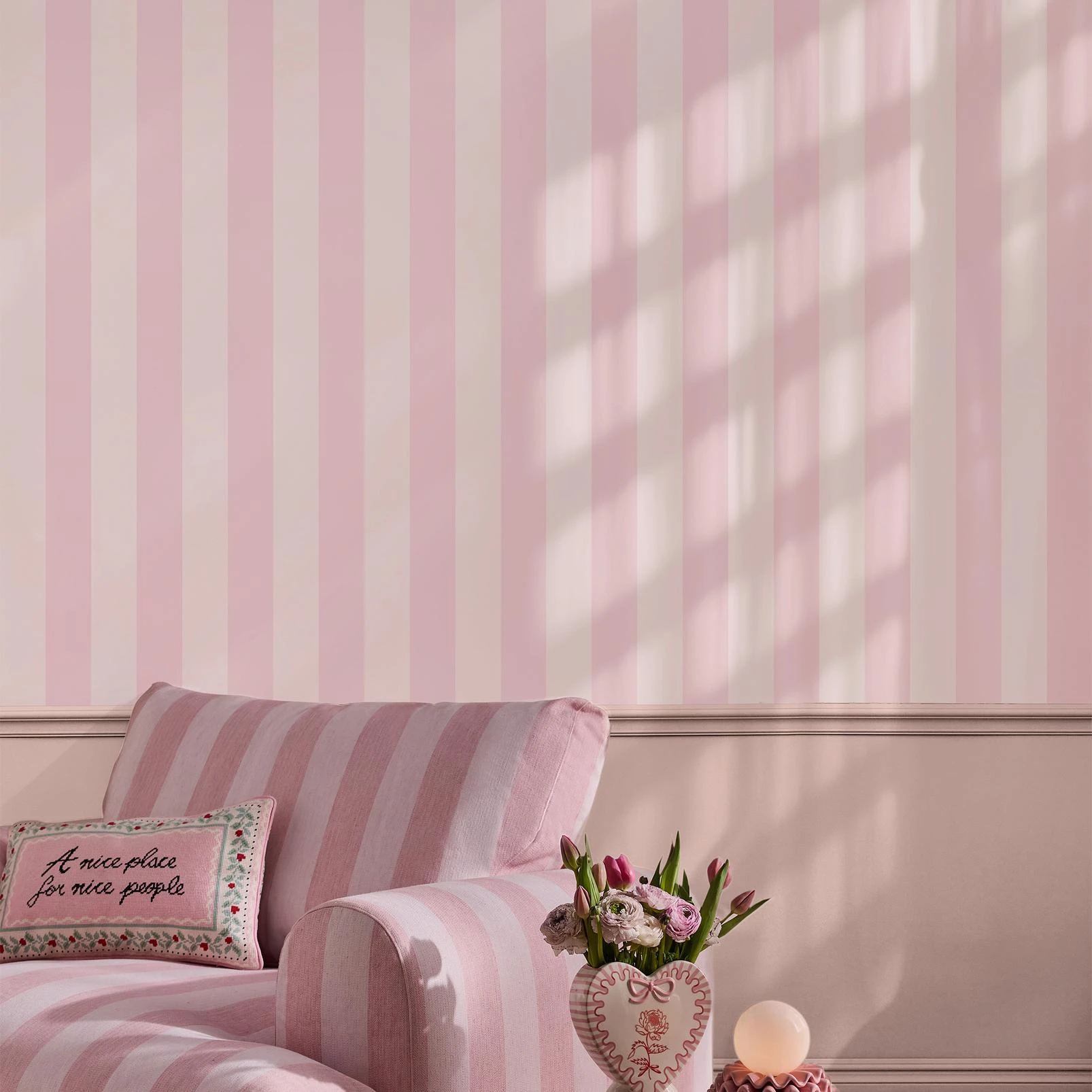 Cath Kidston Canopy Stripe Pink Wallpaper - 145327_ROOMSET_CANOPY STRIPE PINK_01.jpg