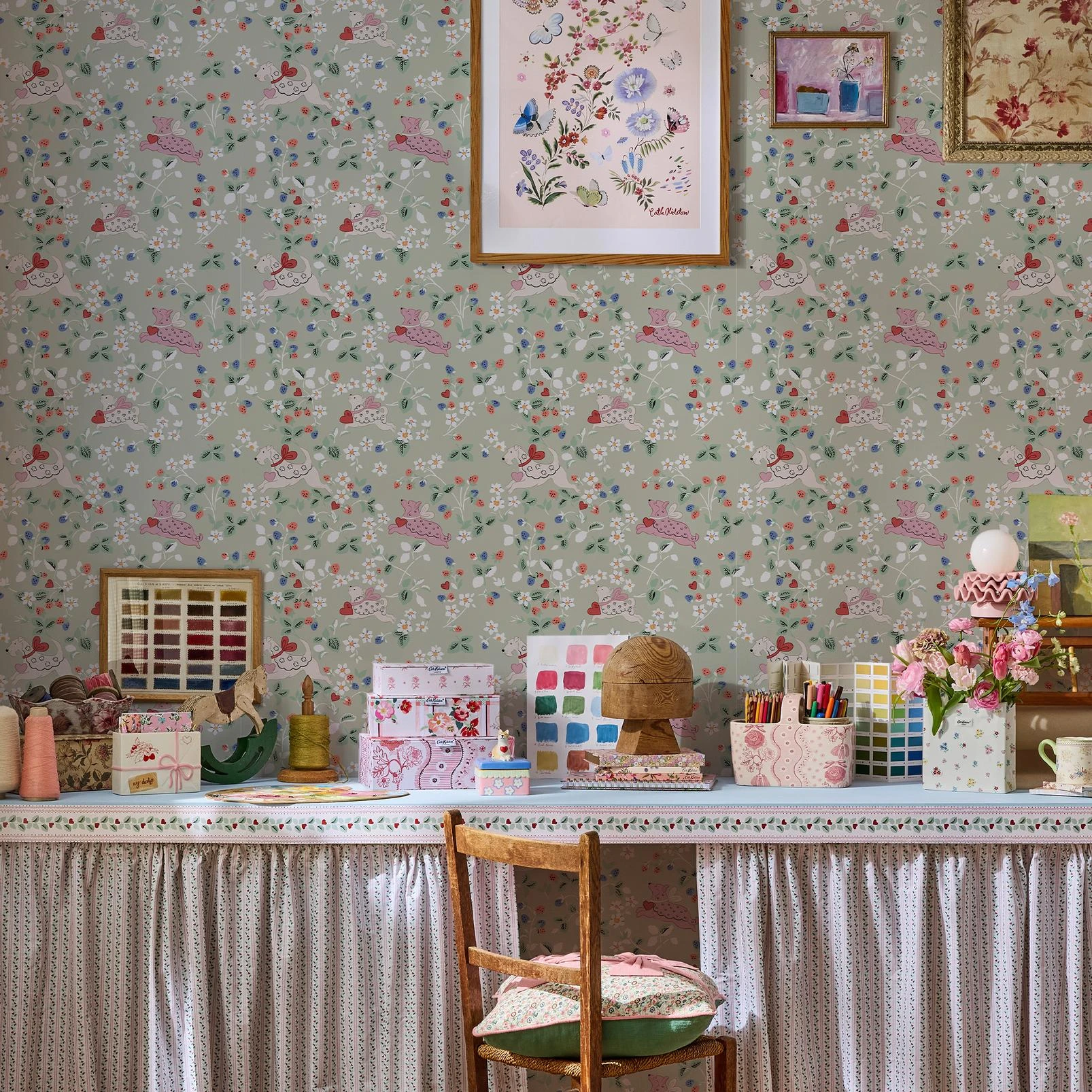 Cath Kidston Puppy Dream Floral Sage Wallpaper - 145325_ROOMSET_PUPPY DREAM FLORAL SAGE_01.jpg