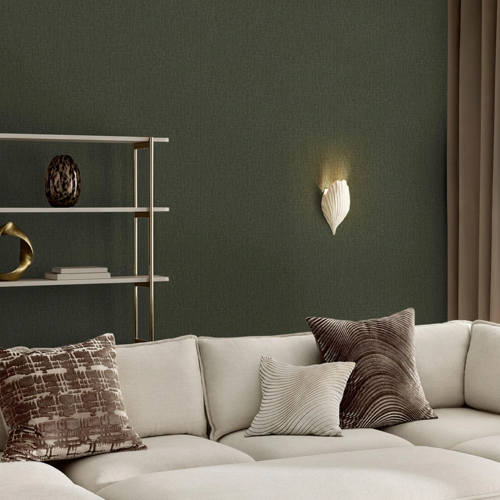 Next Deep Green Linen Look Wallpaper - 145637_ROOMSET_DEEP GREEN LINEN LOOK_01.jpg