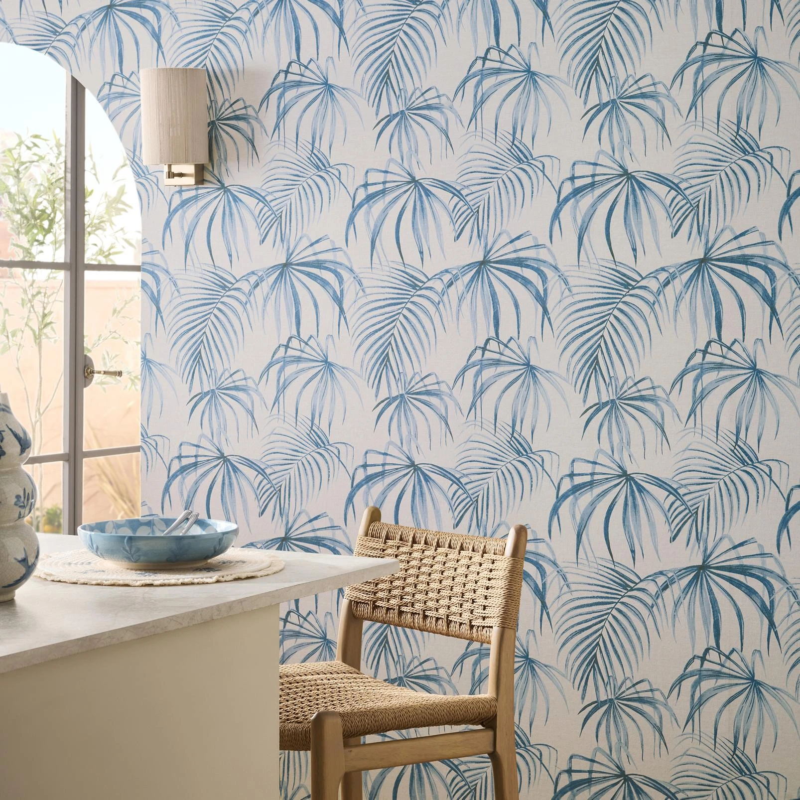 Next Cream Palm Print Wallpaper - 145492_ROOMSET_CREAM PALM PRINT_01.jpg
