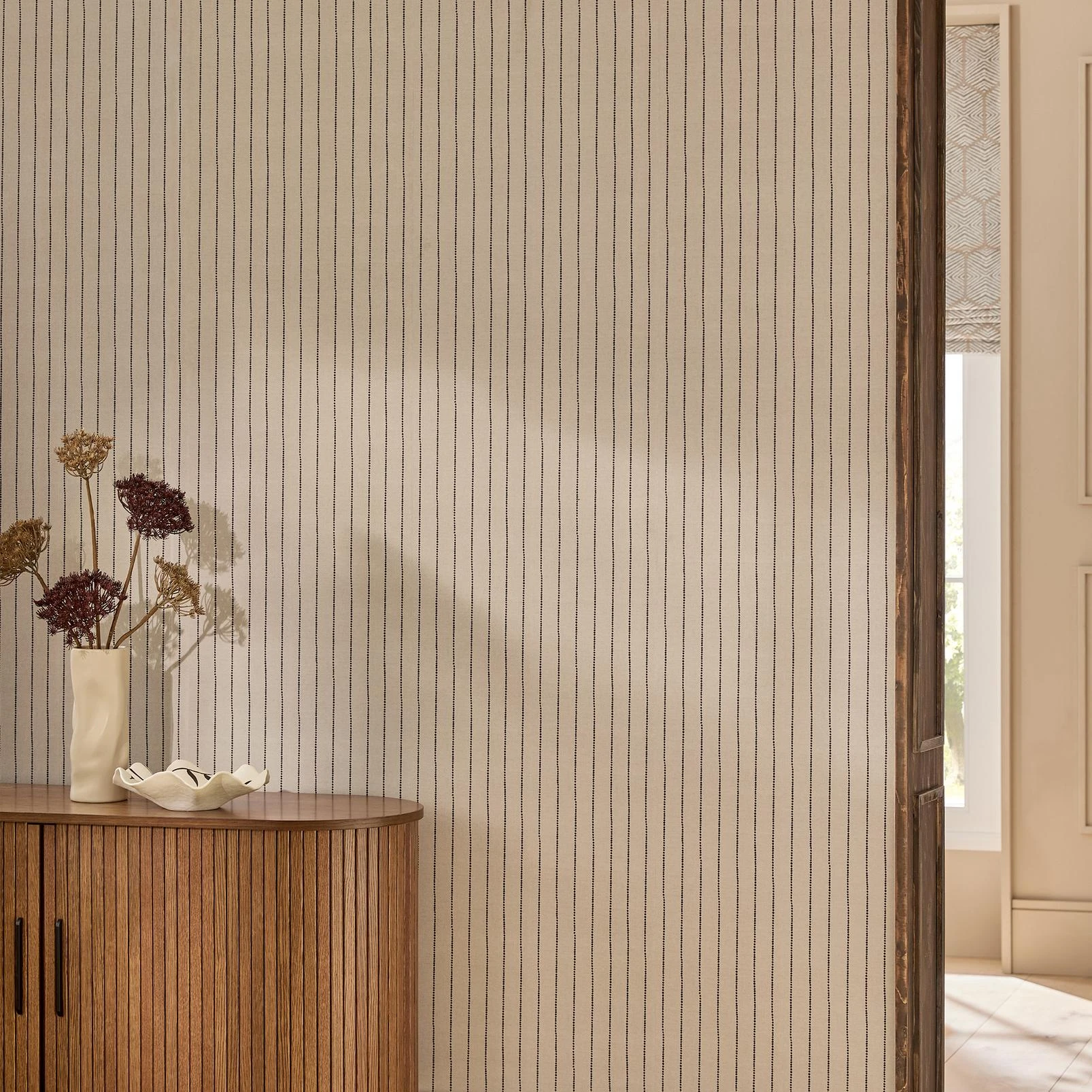 Next Assembled Pin Stripe Natural Wallpaper - 143395_ROOMSET_ASSEMBLED PIN STRIPE NATURAL_01.jpg