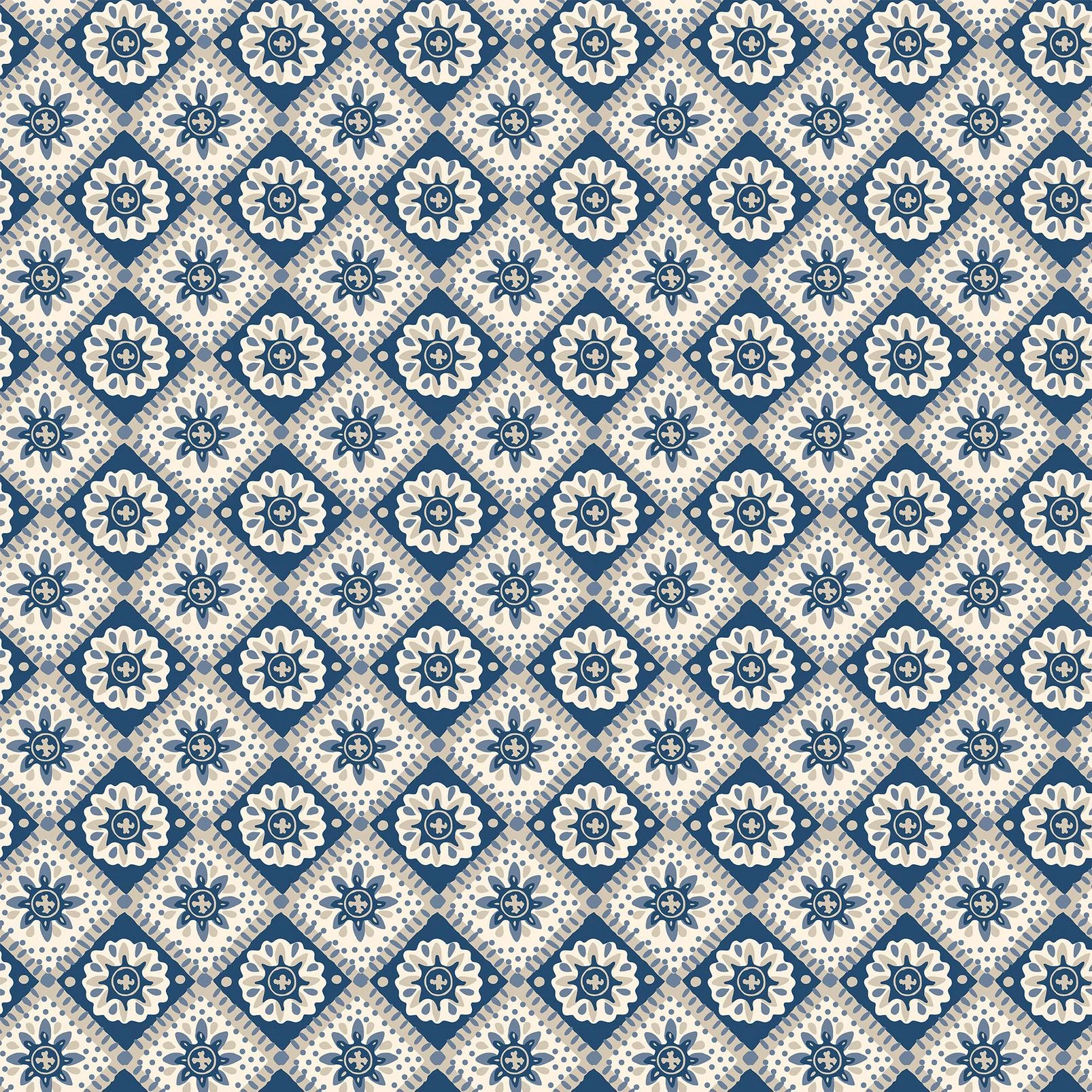 Joules Meadow Geo Navy & Cream Wallpaper - 145387_TILE_MEADOW GEO NAVY AND CREAM_01.jpg