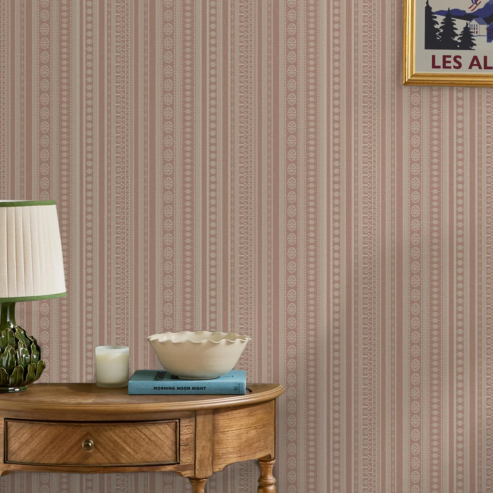 Joules Decorative Stripe Pink Wallpaper - 145381_ROOMSET_DECORATIVE STRIPE PINK_02.jpg