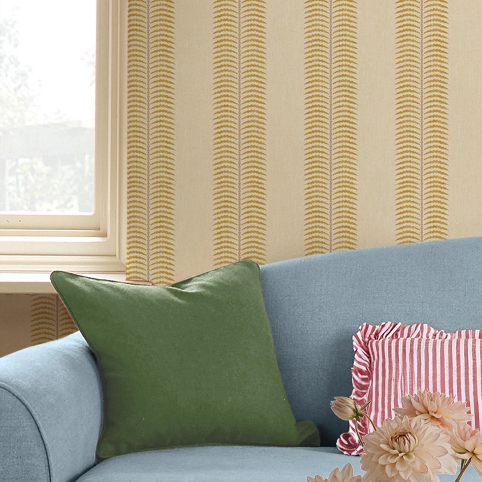 Joules Palm Leaf Stripe Cream & Yellow Wallpaper - 145379_ROOMSET_PALM LEAF STRIPE_02.jpg