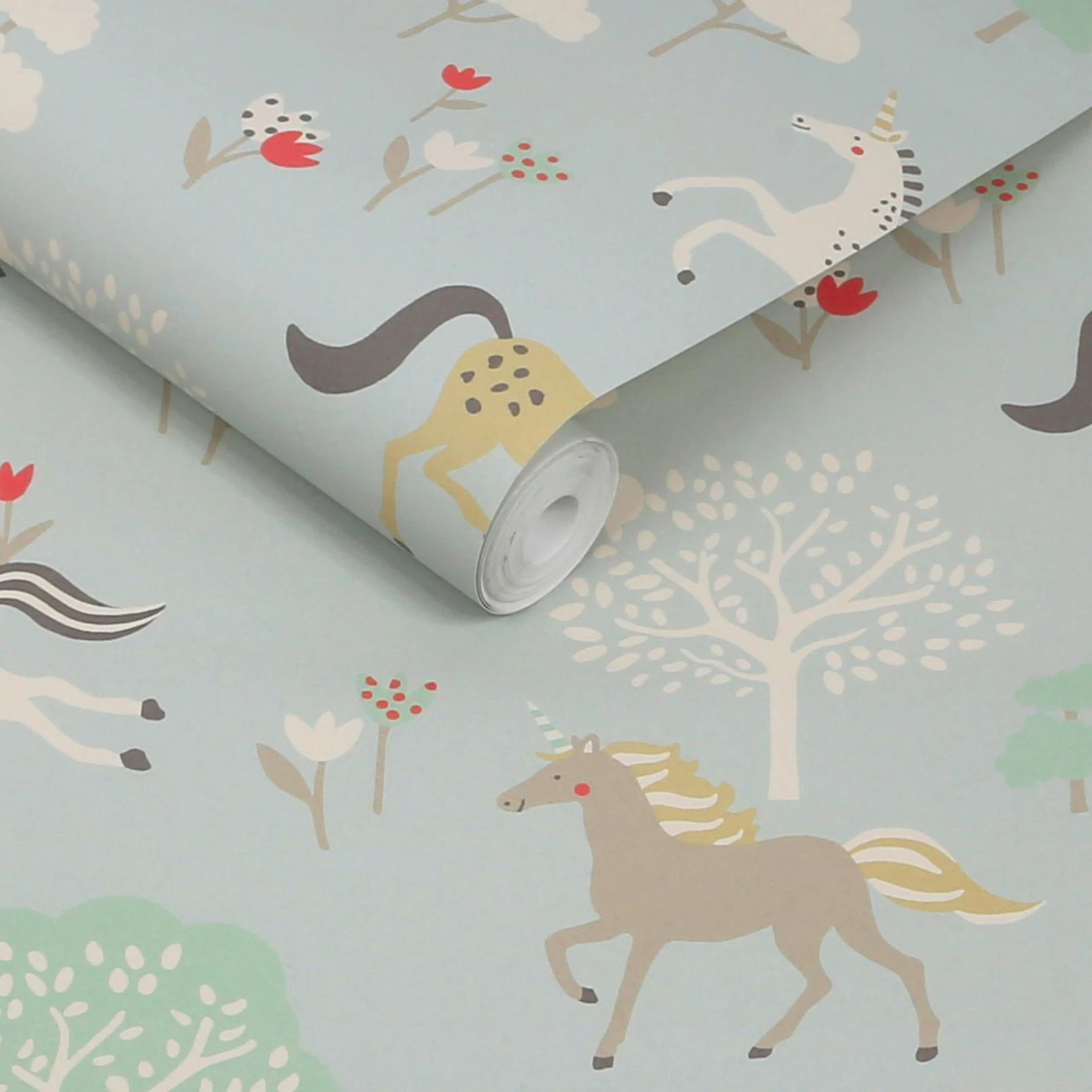 Sophie Allport Forest Ponies Witham Blue Wallpaper - 146840_ROLLSHOT_FOREST PONIES WITHAM BLUE_01.jpg