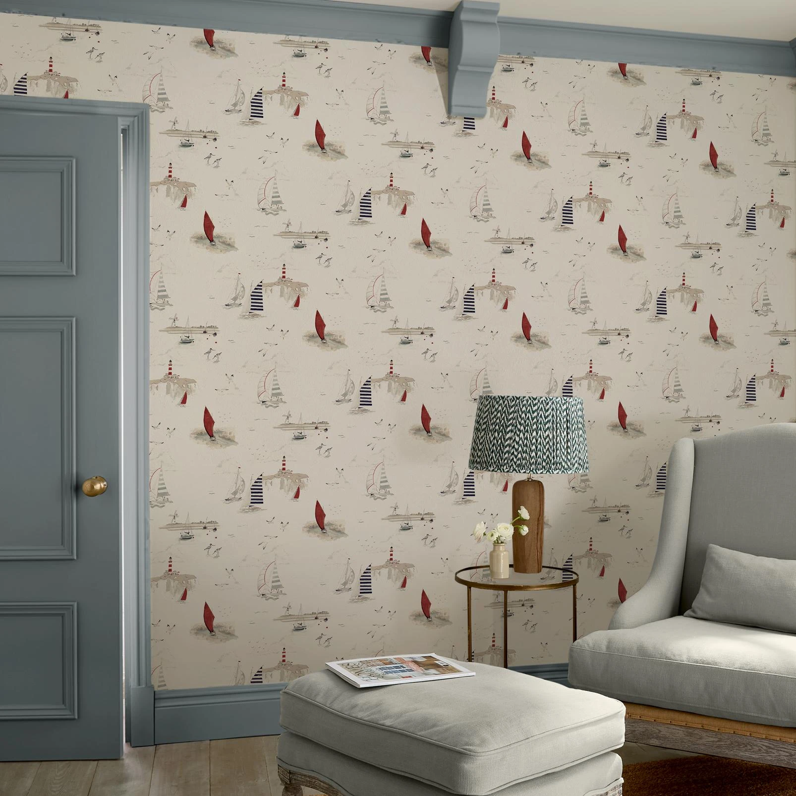 Sophie Allport Coastal Boats Langham White Wallpaper - 146836_ROOMSET_COASTAL BOATS LANGHAM WHITE_01.jpg